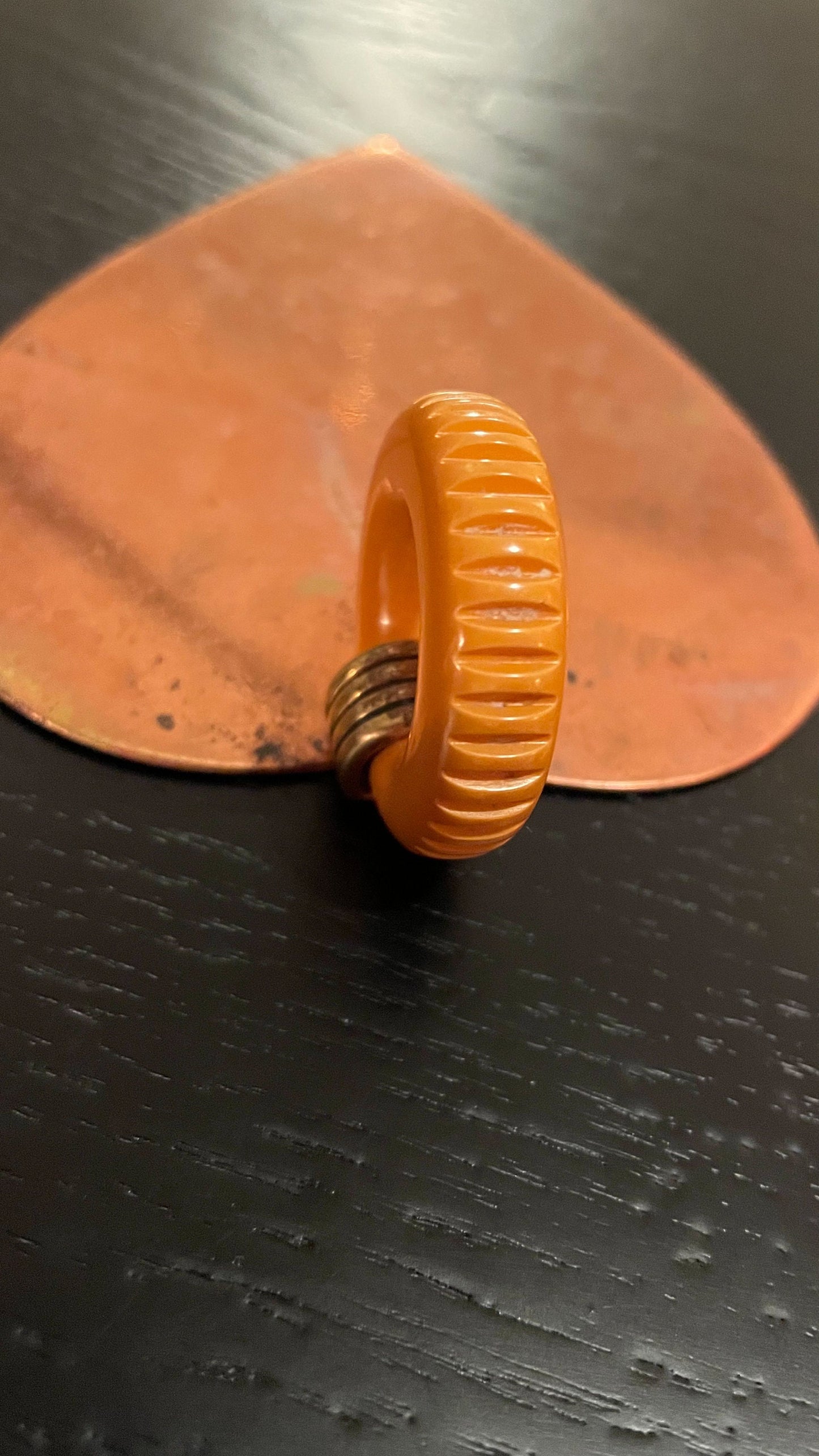 Chase Brass & Copper Co - Heart Shaped Tray - Bakelite Handle