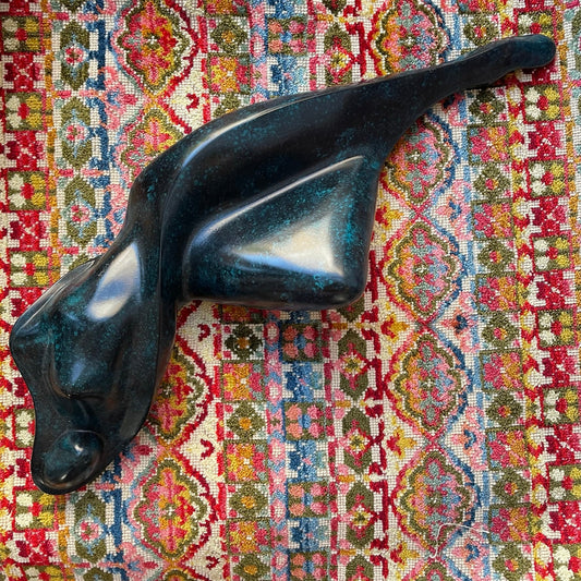 Richard Hallier Sculpture - Reclining Nude Woman Abstract Marble