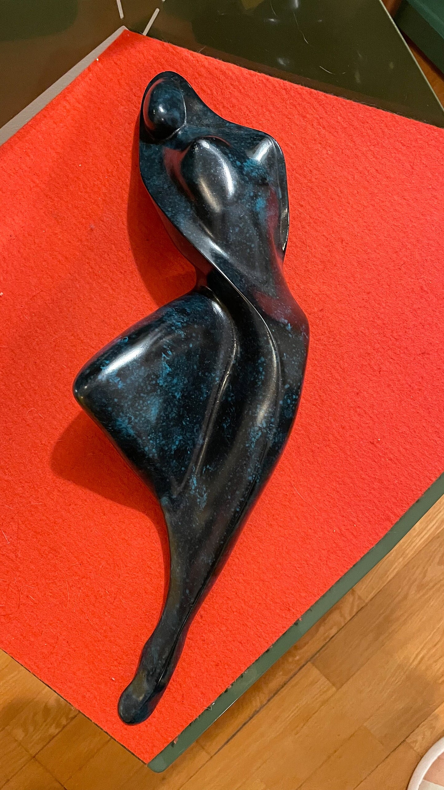 Richard Hallier Sculpture - Reclining Nude Woman Abstract Marble