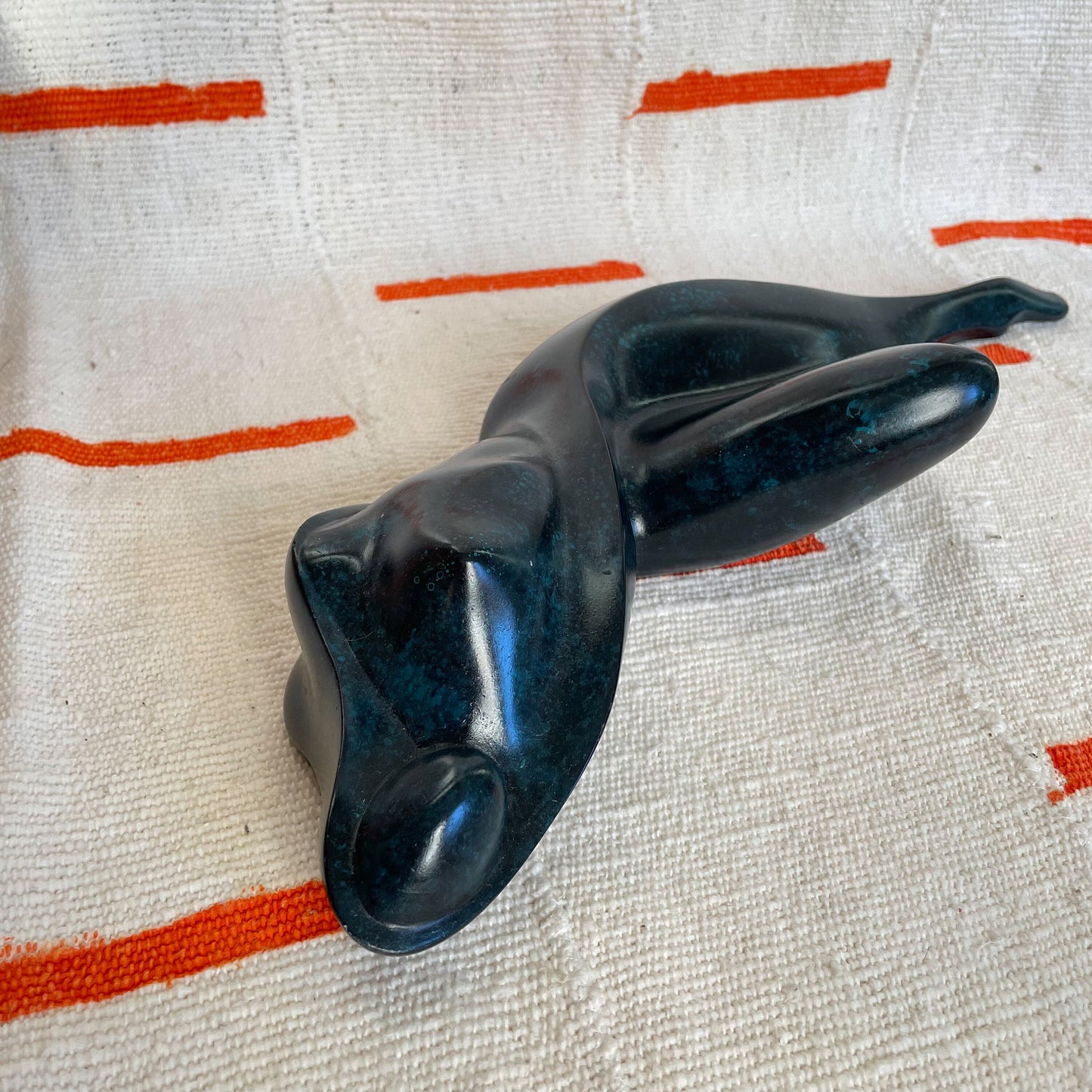 Richard Hallier Sculpture - Reclining Nude Woman Abstract Marble