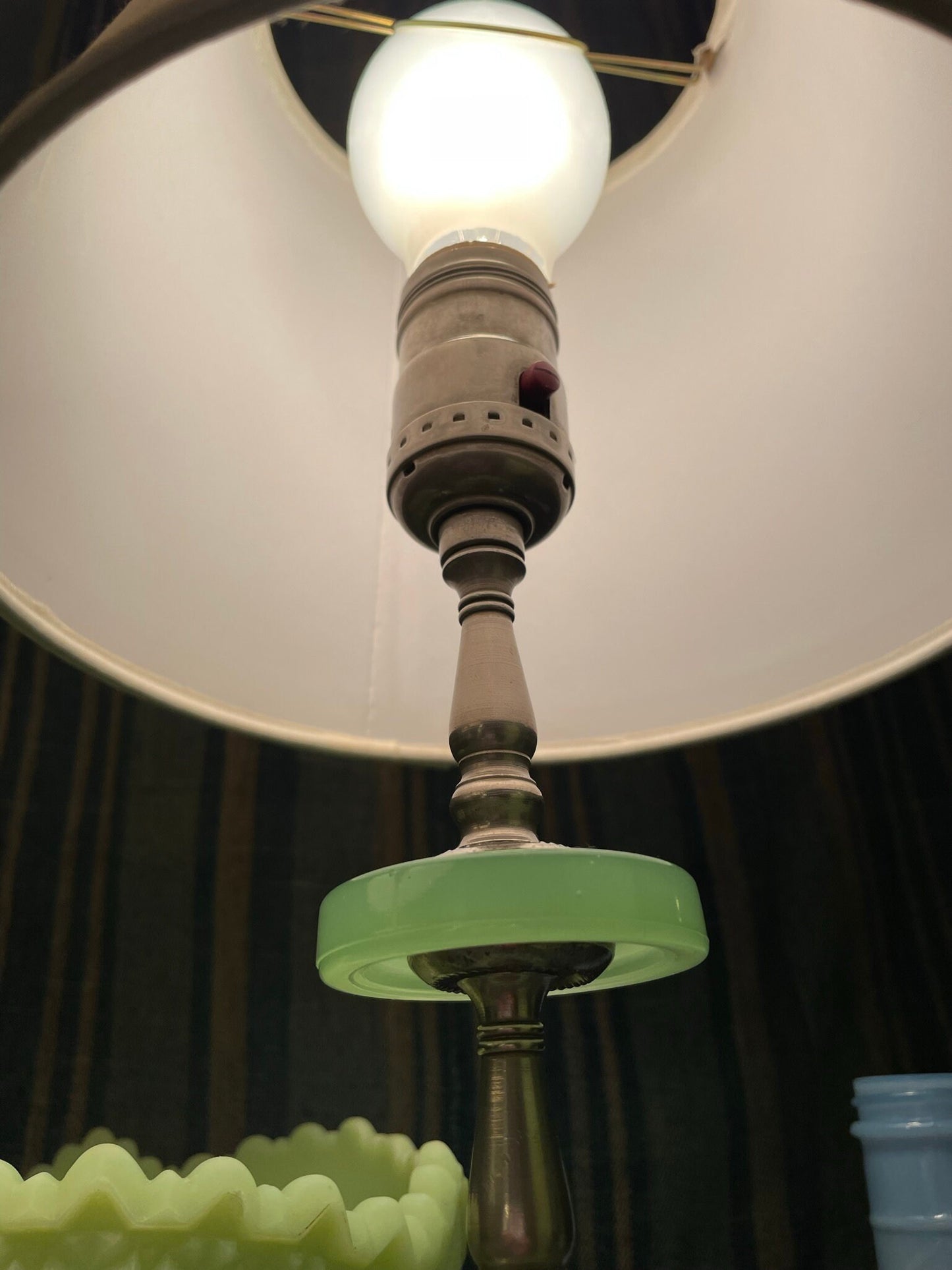 Art Deco Jadeite Table Lamp Pair - Vintage