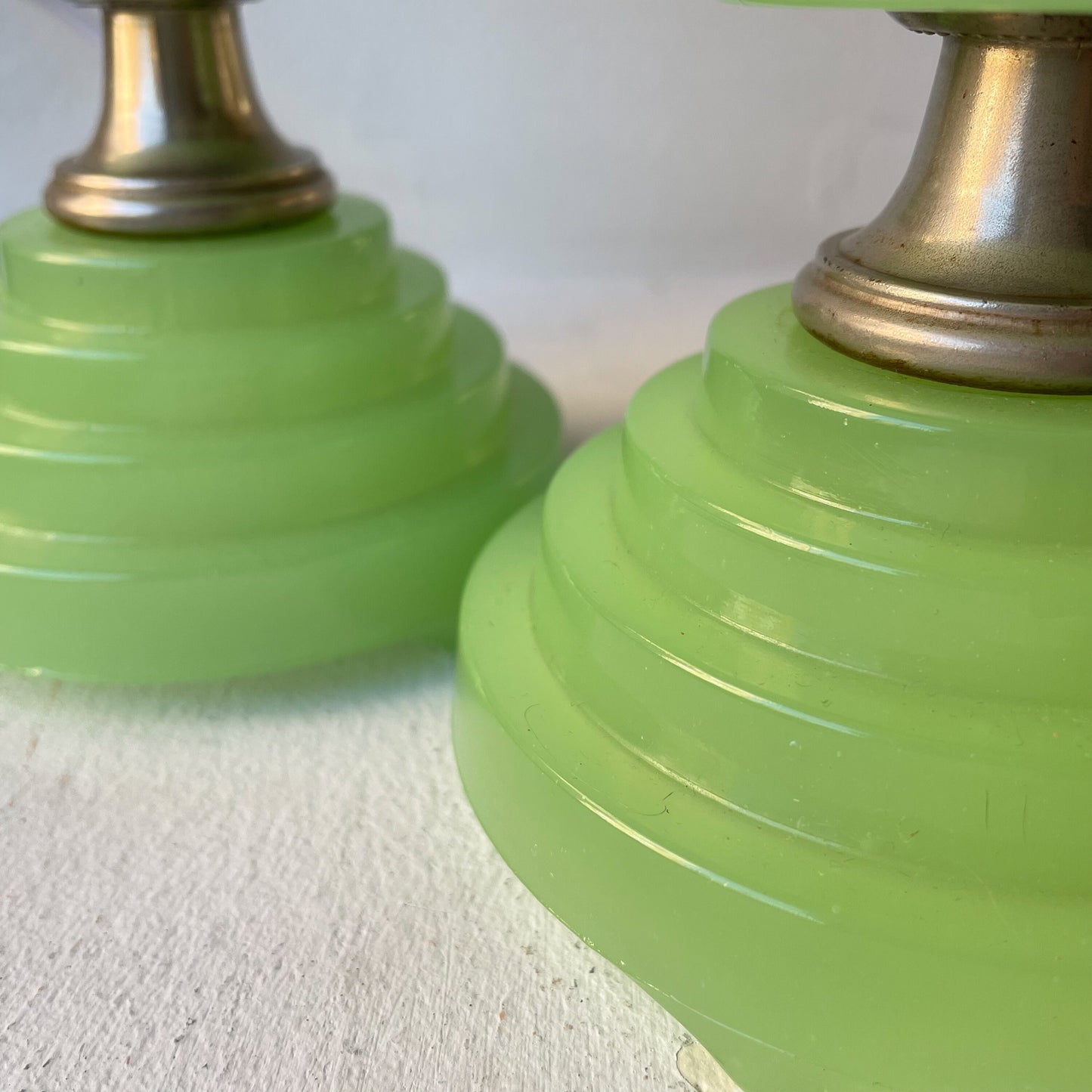 Art Deco Jadeite Table Lamp Pair - Vintage