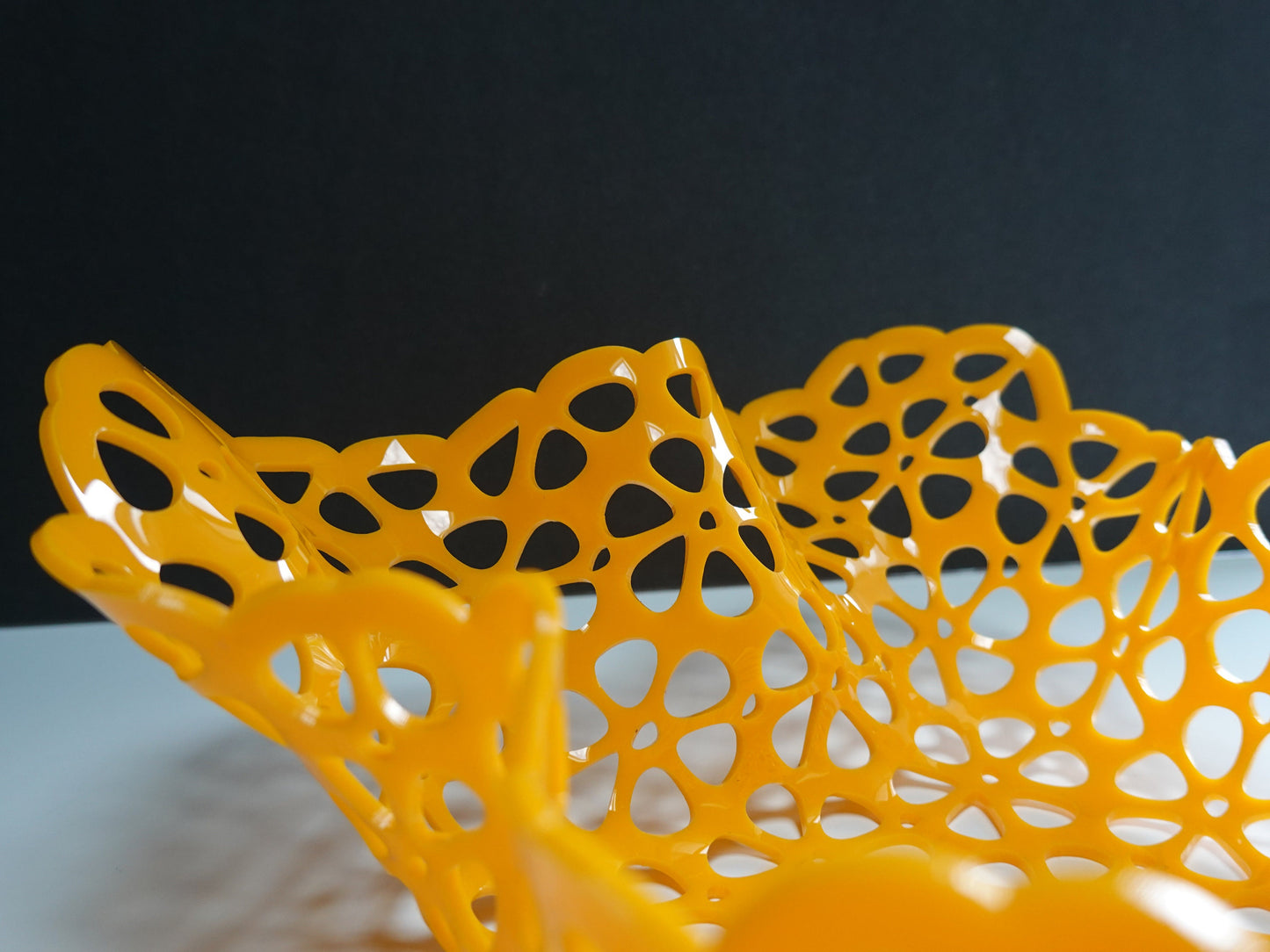 70's Daisy Bowl - Vintage Groovy Catch All Basket - Sunny Yellow Acrylic Bowl