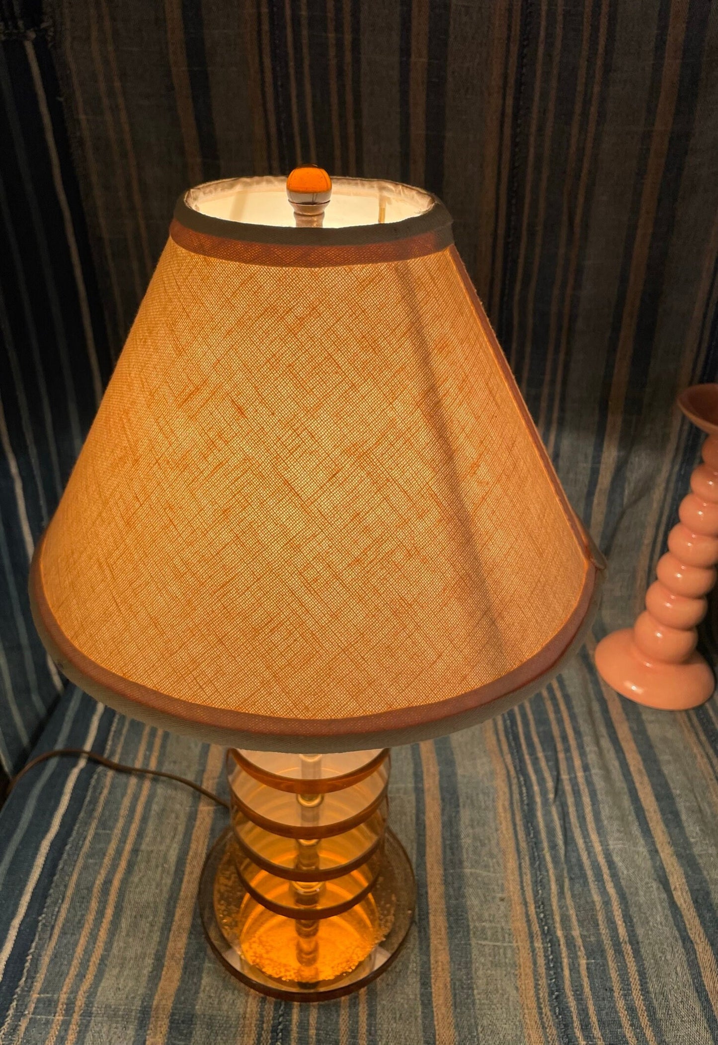 60's Stacked Glass Mid Century Modern Lamp - Thick Glass - Circle Lamp