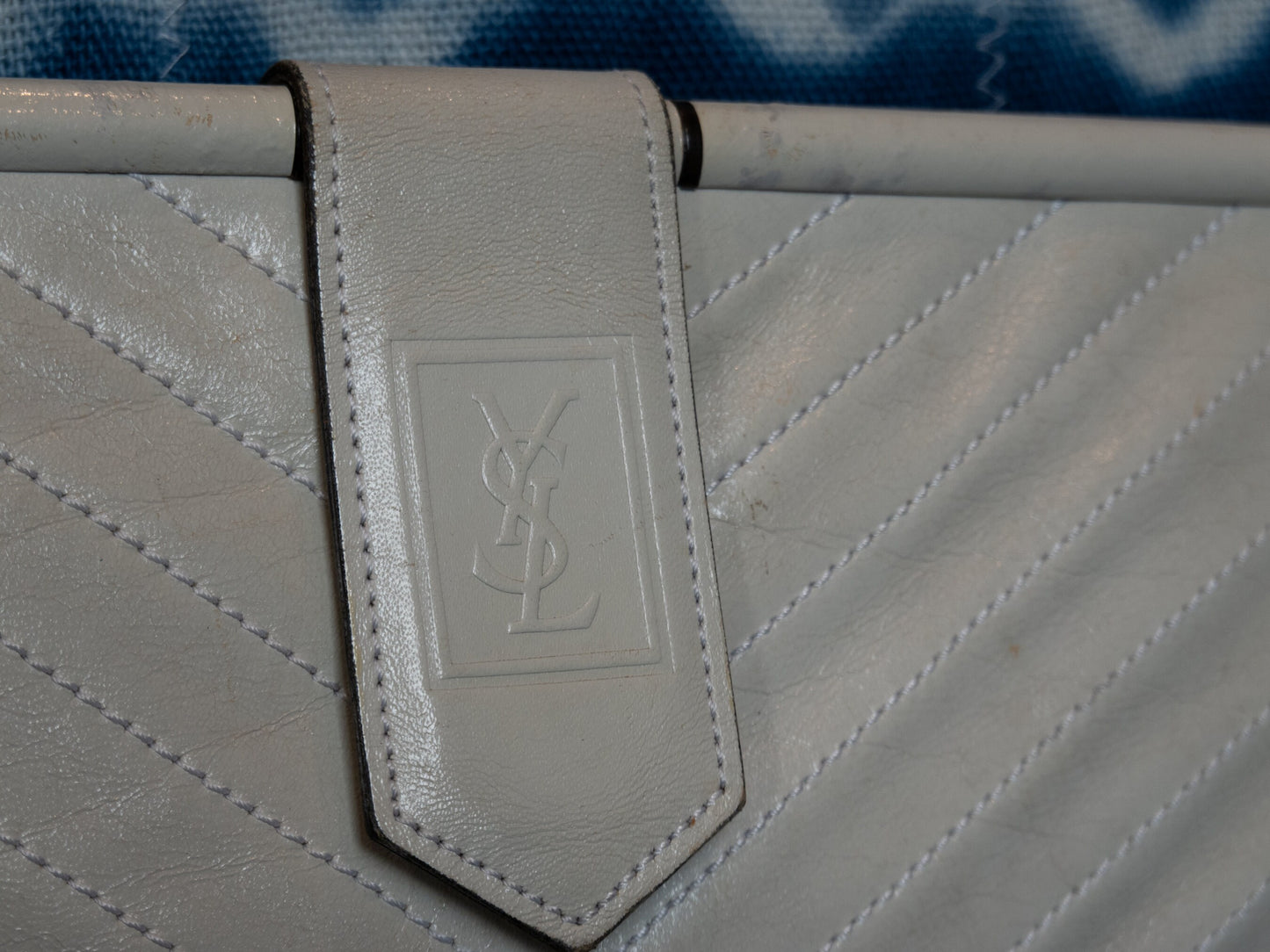 Vintage YSL White Leather Clutch