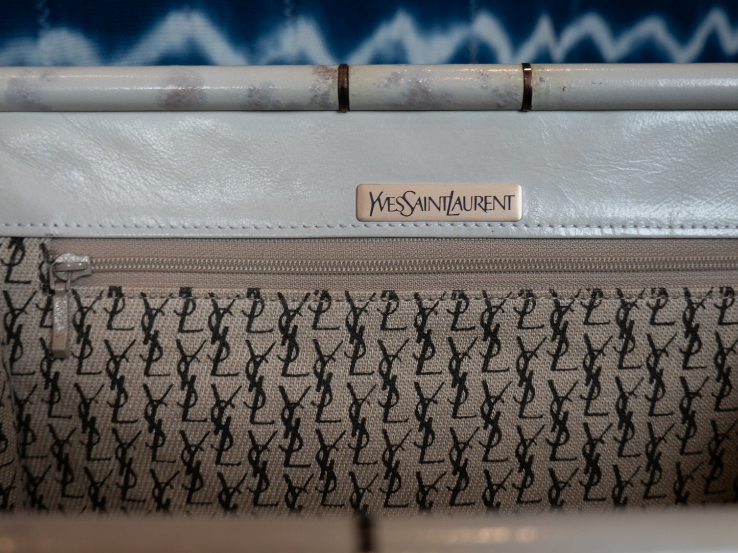 Vintage YSL White Leather Clutch