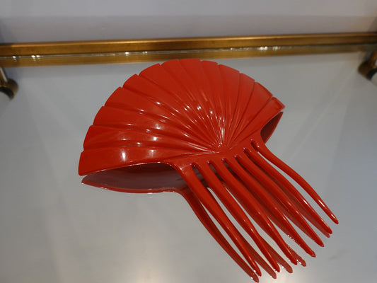 50's Statement Red Hair Comb - Vintage Hair Comb - Wedding Hair Comb
