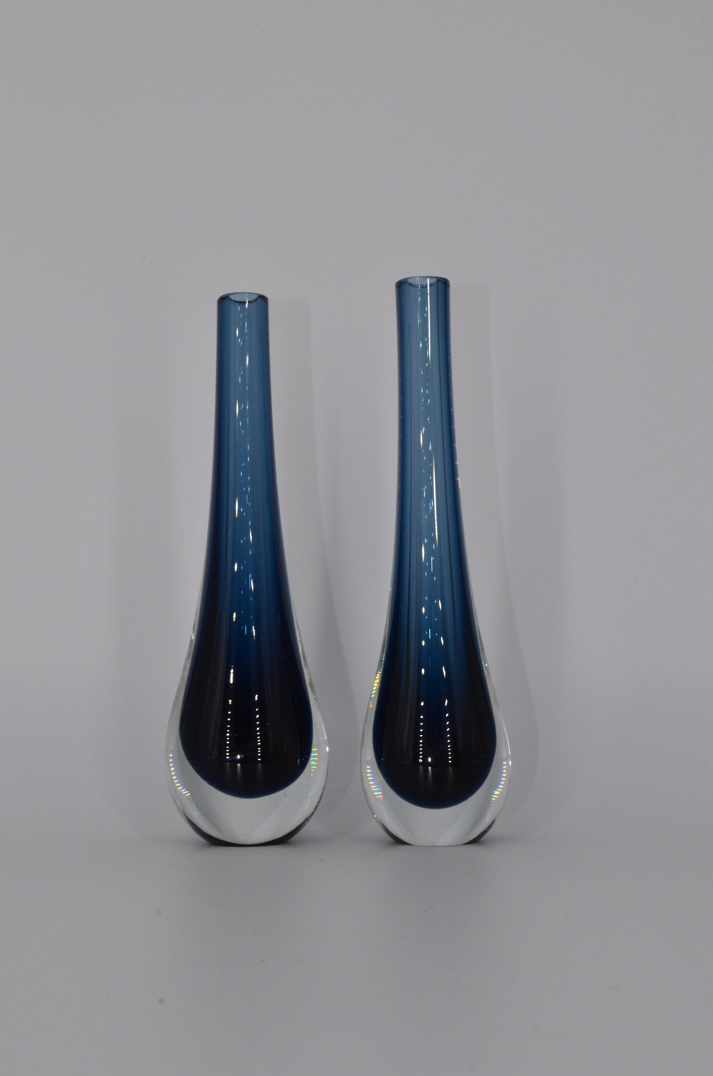 Vintage Teardrop Bud Vase Set - Heavy Crystal Glass