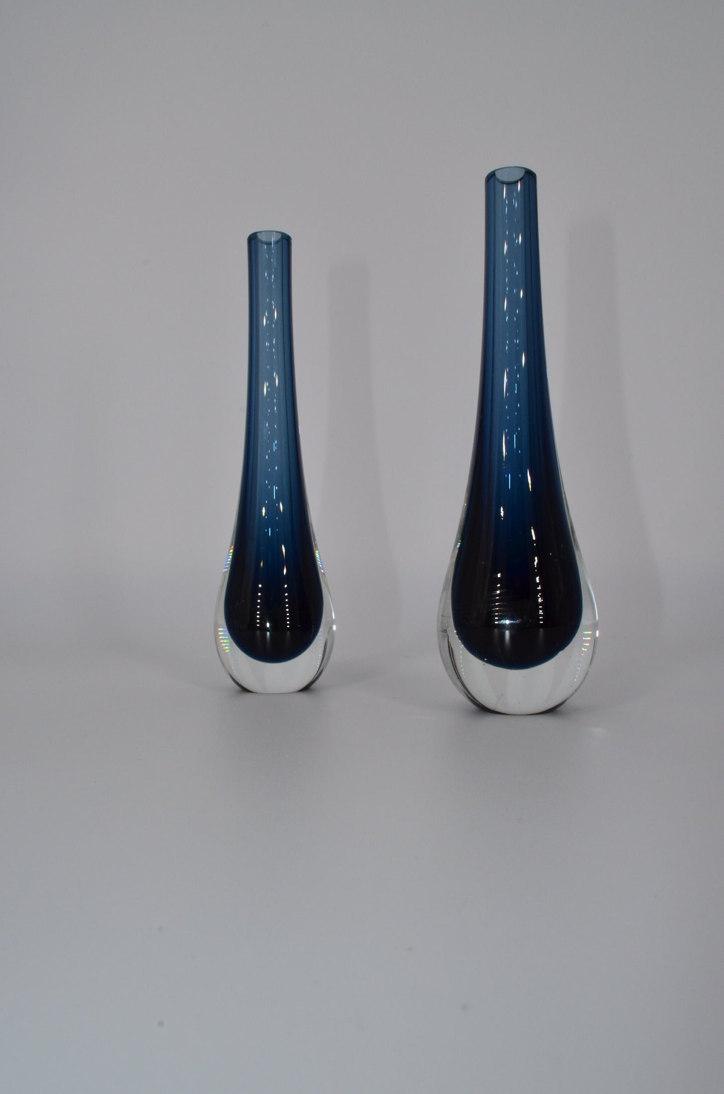 Vintage Teardrop Bud Vase Set - Heavy Crystal Glass