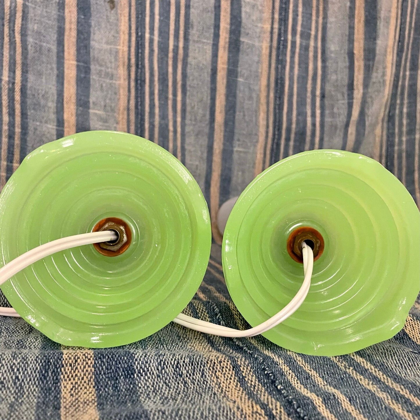 Art Deco Jadeite Table Lamp Pair - Vintage