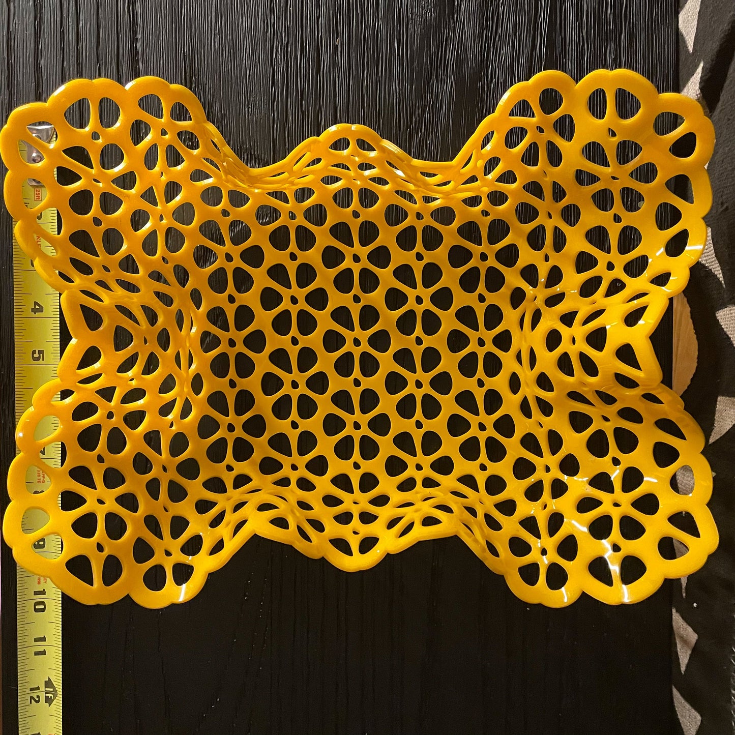 70's Daisy Bowl - Vintage Groovy Catch All Basket - Sunny Yellow Acrylic Bowl