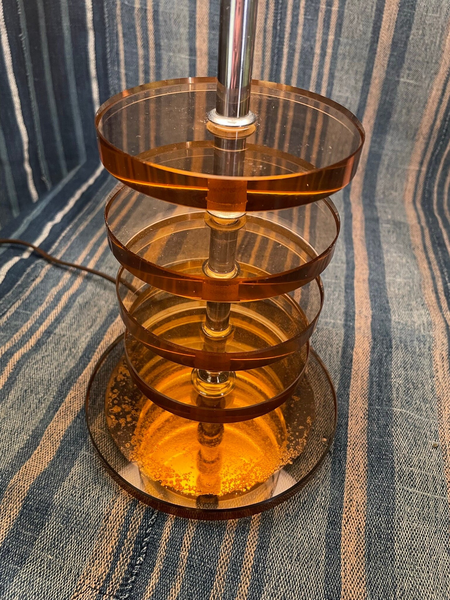60's Stacked Glass Mid Century Modern Lamp - Thick Glass - Circle Lamp