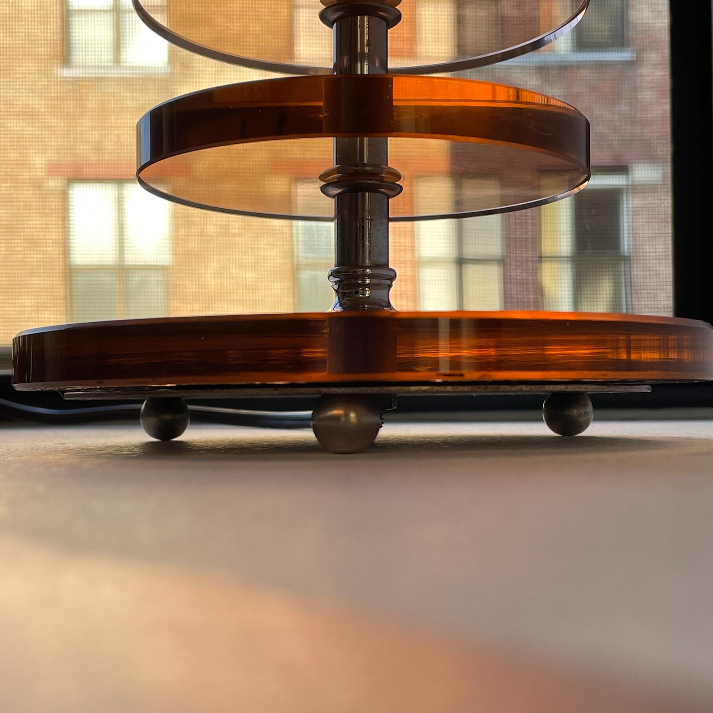 60's Stacked Glass Mid Century Modern Lamp - Thick Glass - Circle Lamp