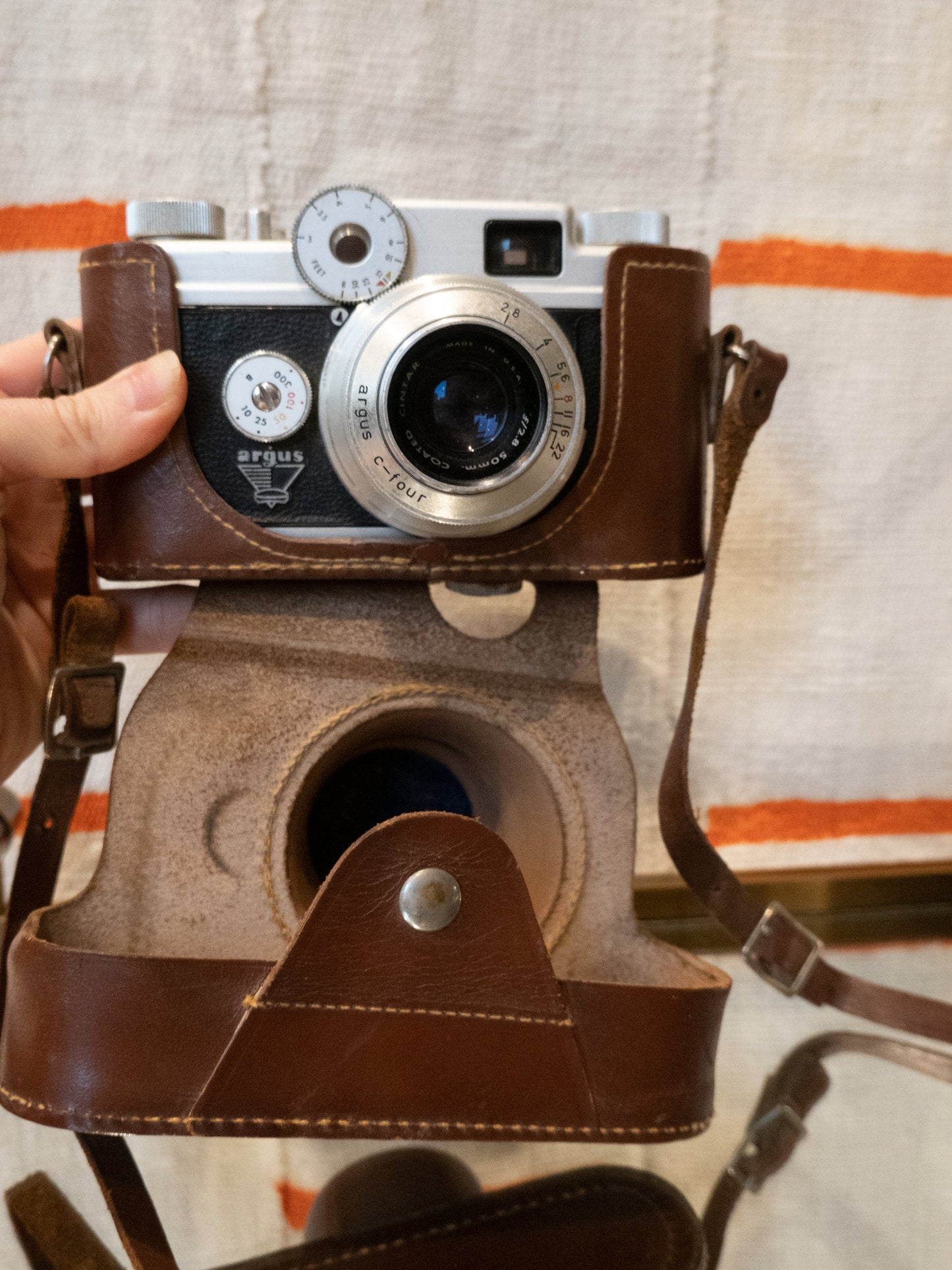 Argus C-Four Rangefinder Camera - Argus C-4 - 35mm Film Camera Vintage - With Flash & Leather Case