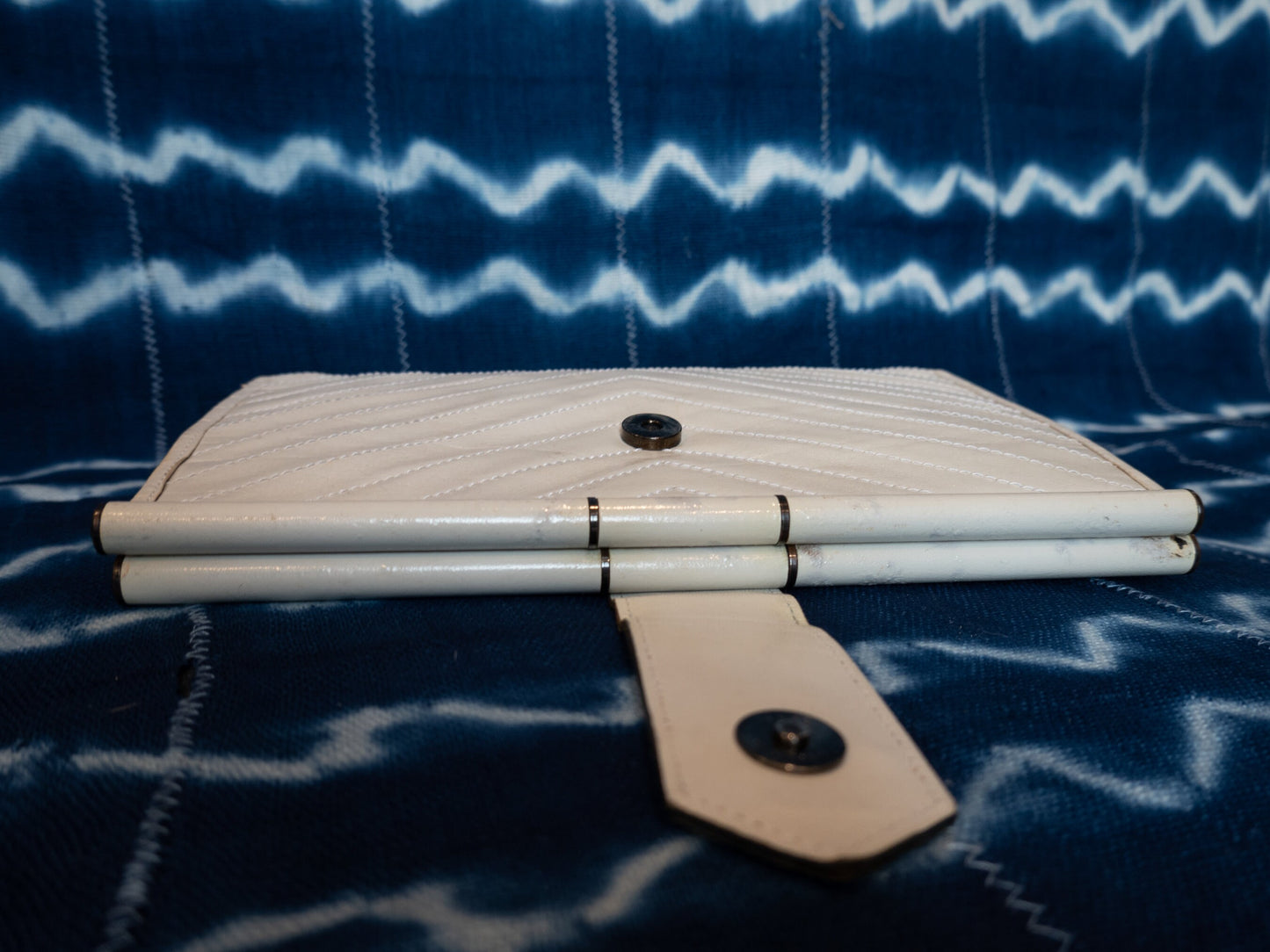 Vintage YSL White Leather Clutch