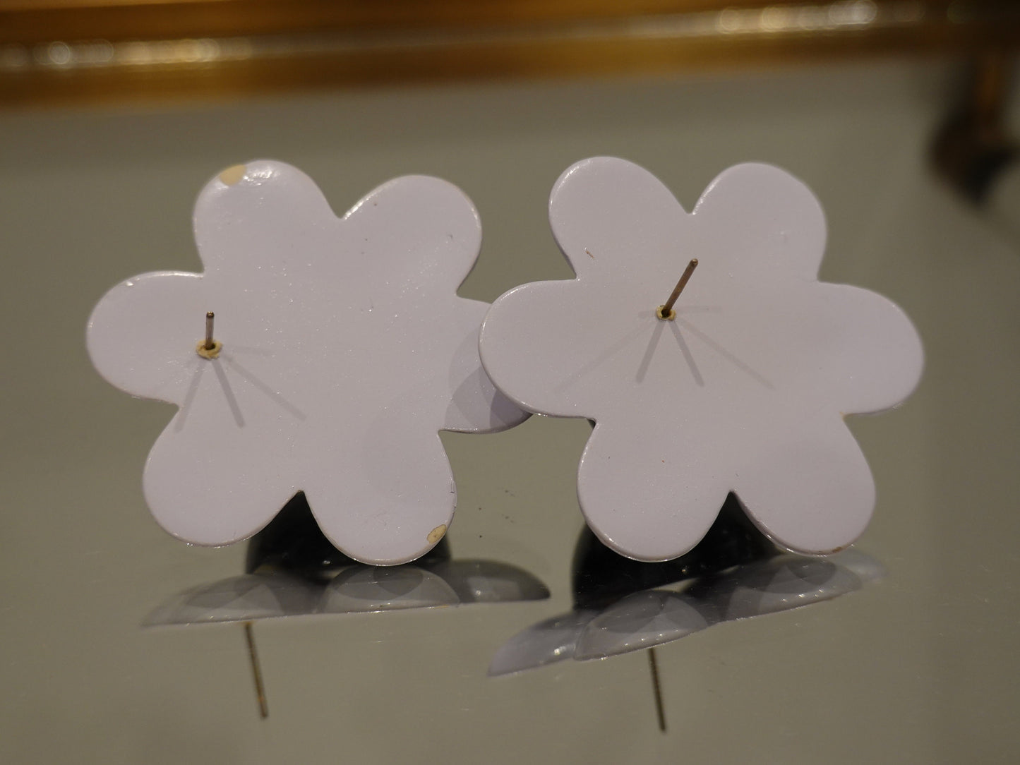 60's Chunky Flower Mod Earrings - Vintage Costume Jewelry