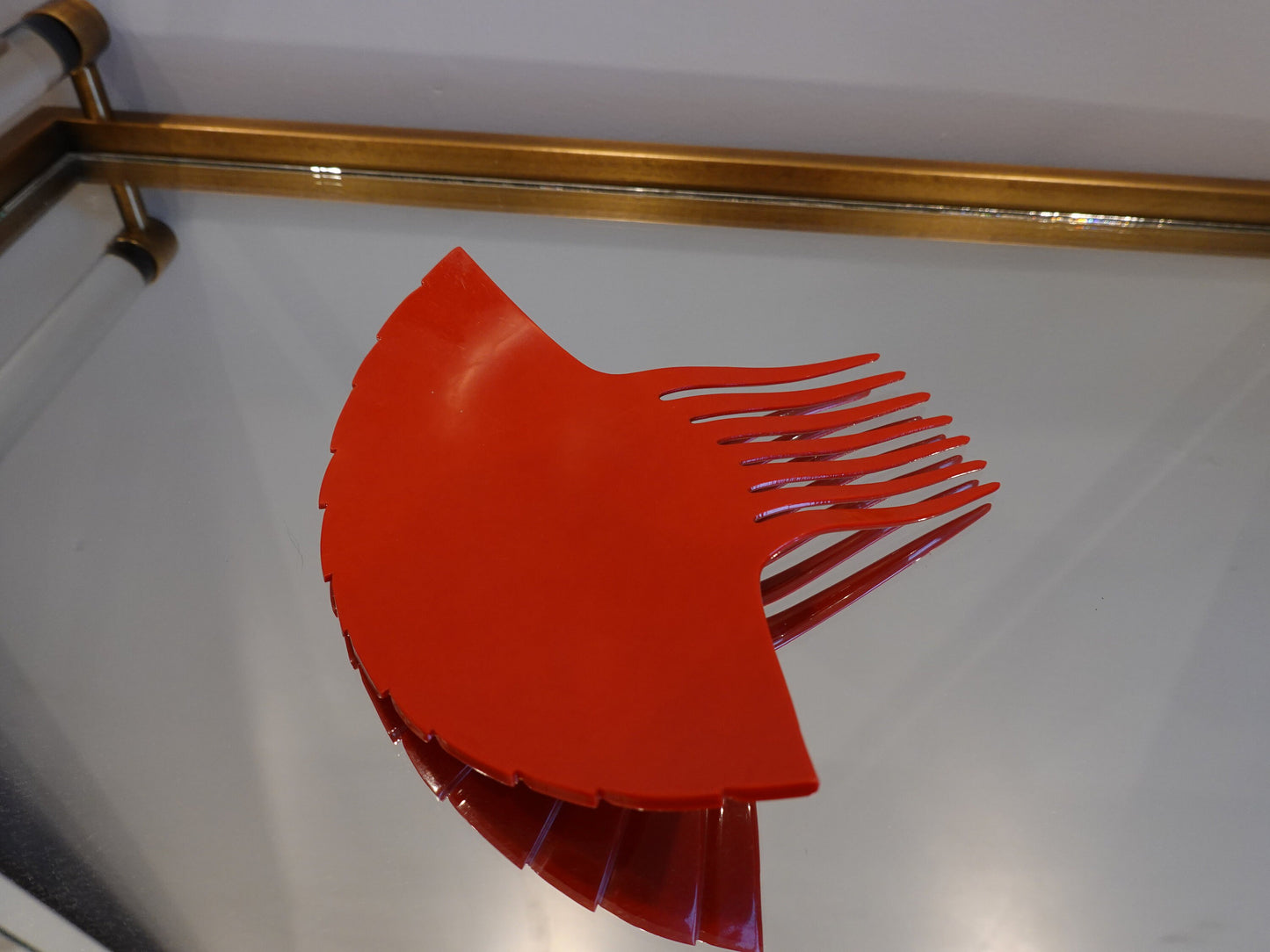50's Statement Red Hair Comb - Vintage Hair Comb - Wedding Hair Comb