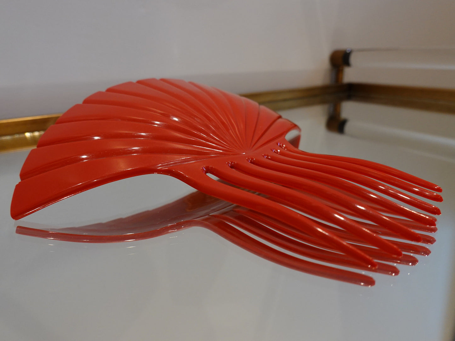 50's Statement Red Hair Comb - Vintage Hair Comb - Wedding Hair Comb