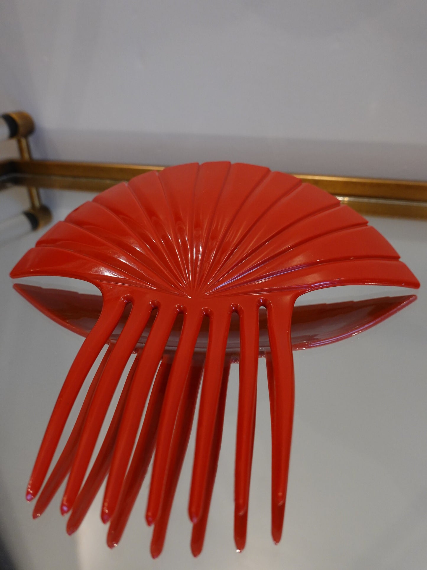 50's Statement Red Hair Comb - Vintage Hair Comb - Wedding Hair Comb