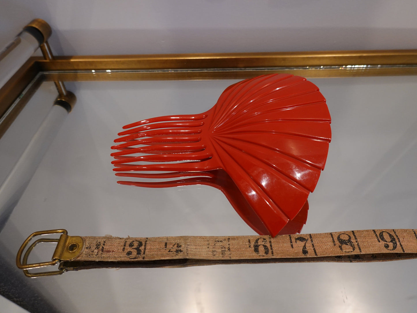 50's Statement Red Hair Comb - Vintage Hair Comb - Wedding Hair Comb