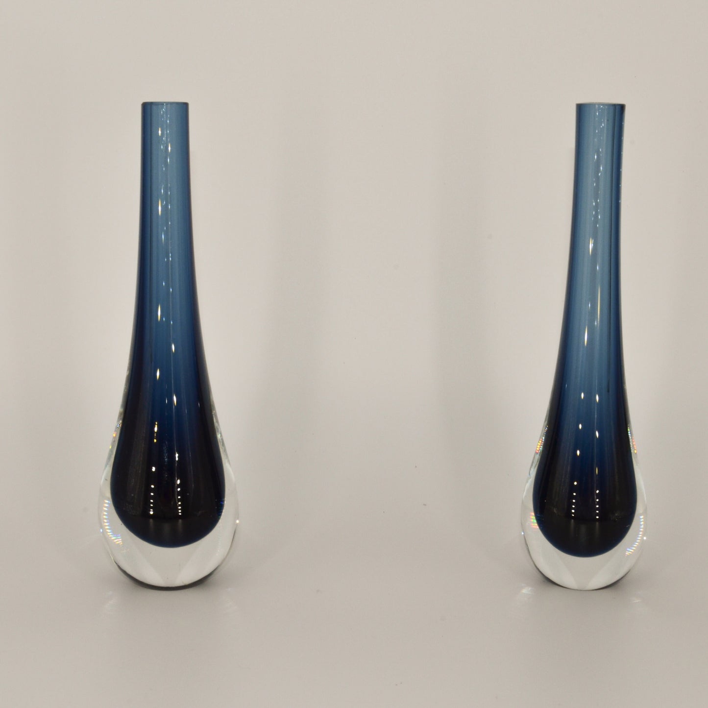 Vintage Teardrop Bud Vase Set - Heavy Crystal Glass