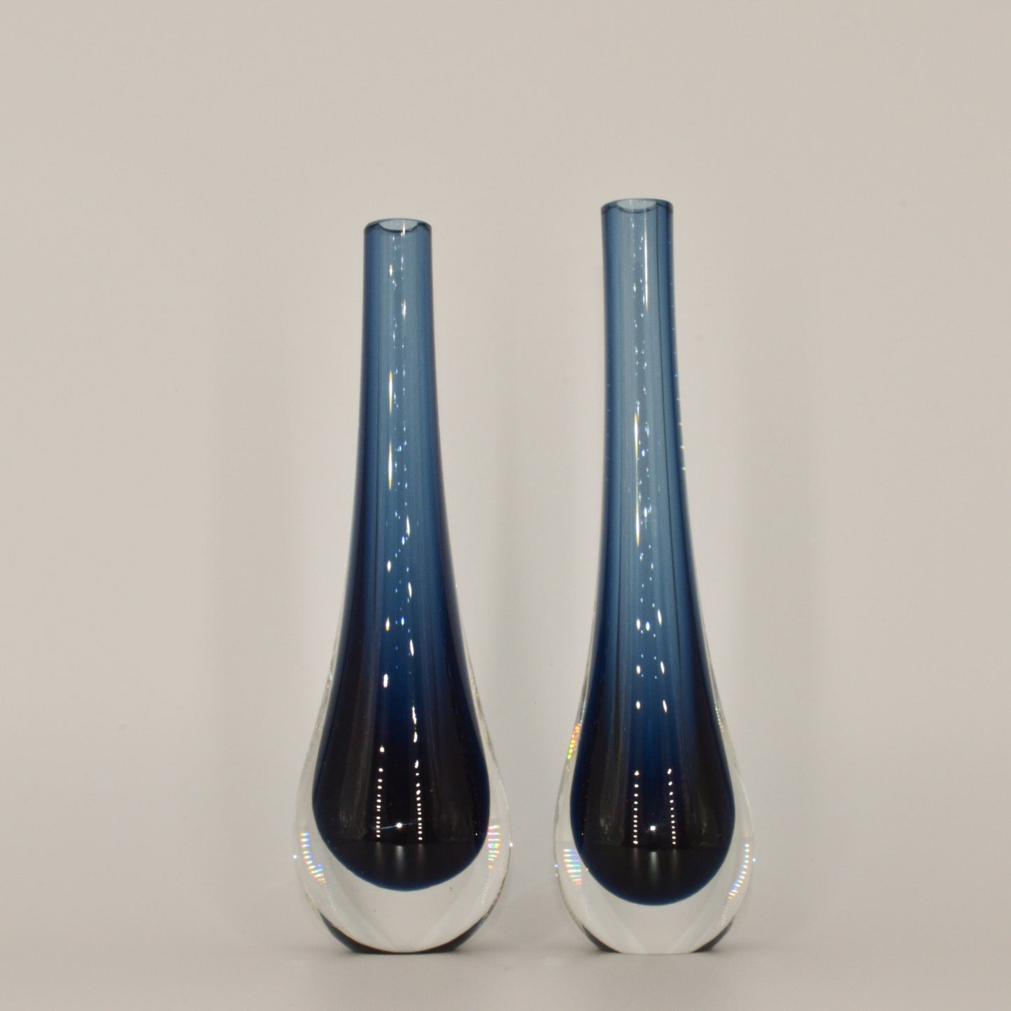 Vintage Teardrop Bud Vase Set - Heavy Crystal Glass