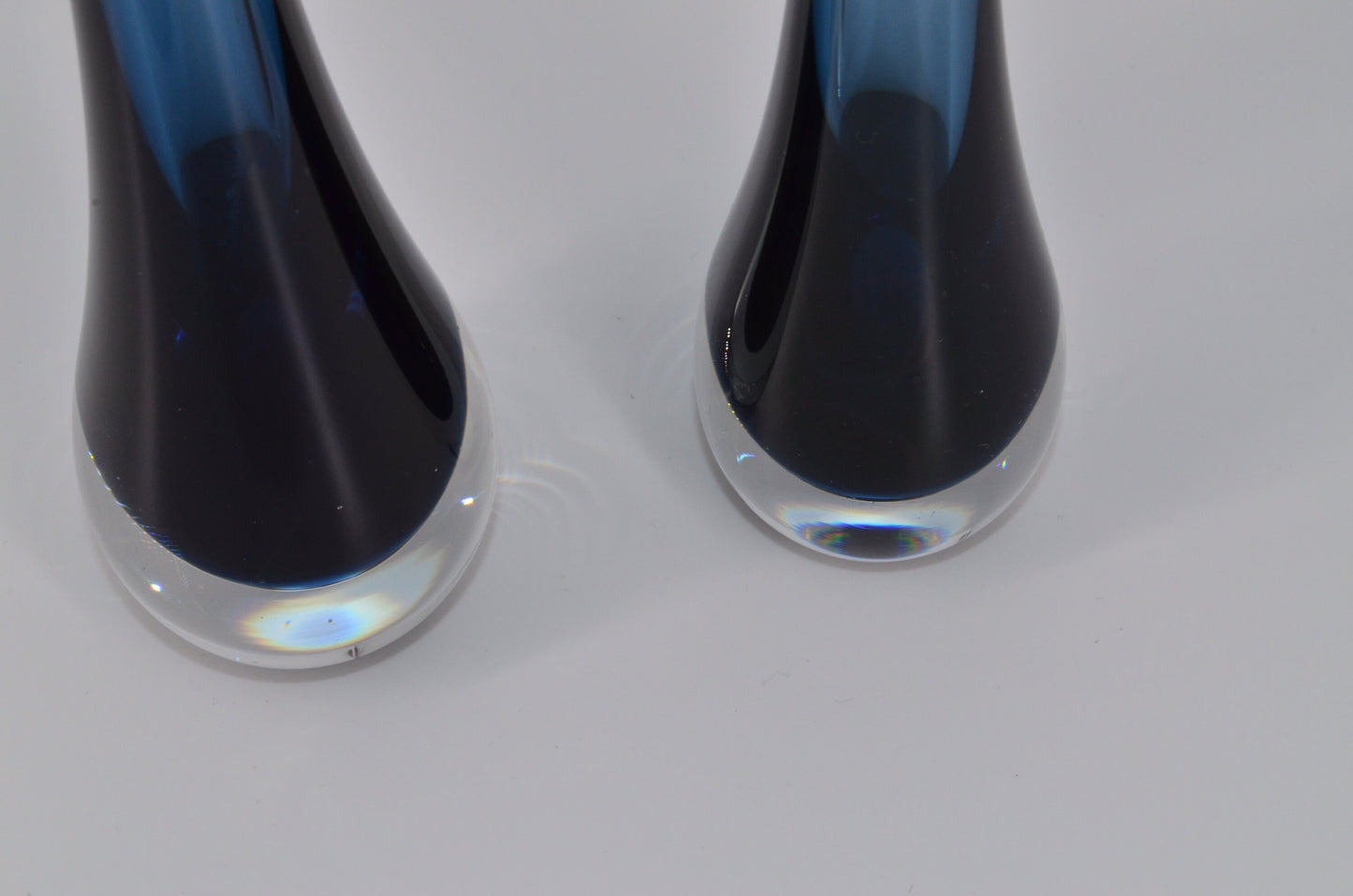 Vintage Teardrop Bud Vase Set - Heavy Crystal Glass