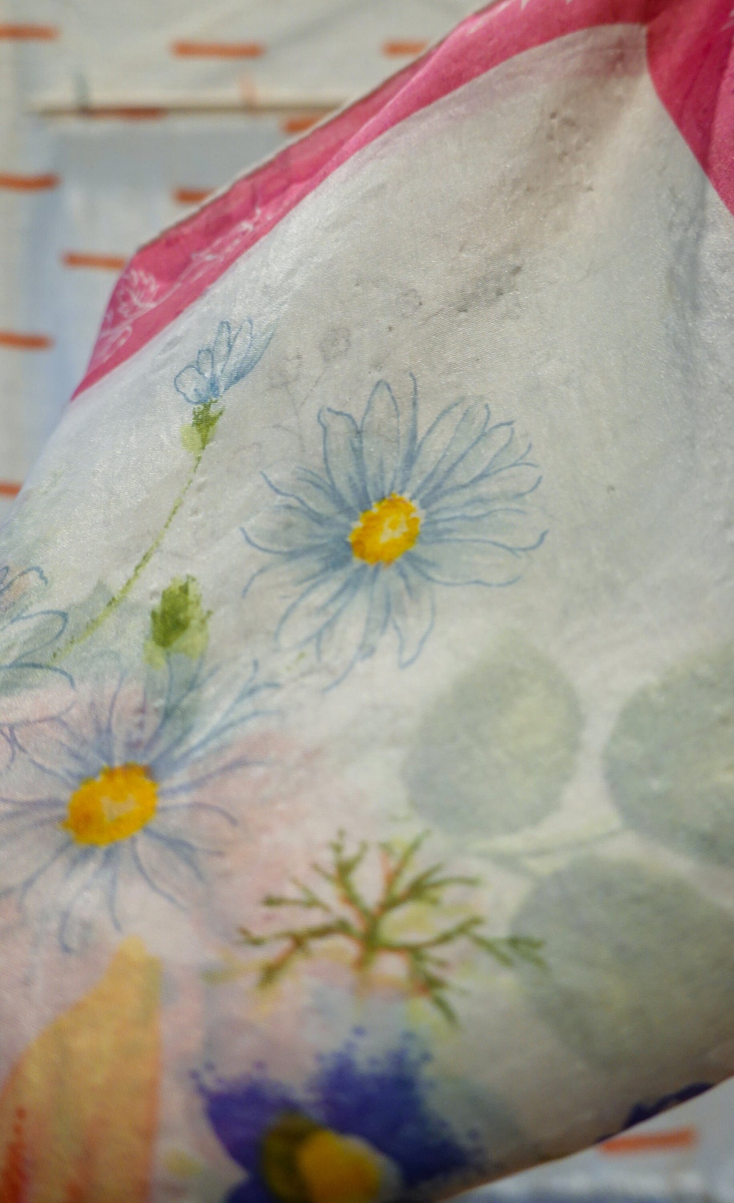 Delicate Floral Silk Scarf - 1940s Vintage Silk