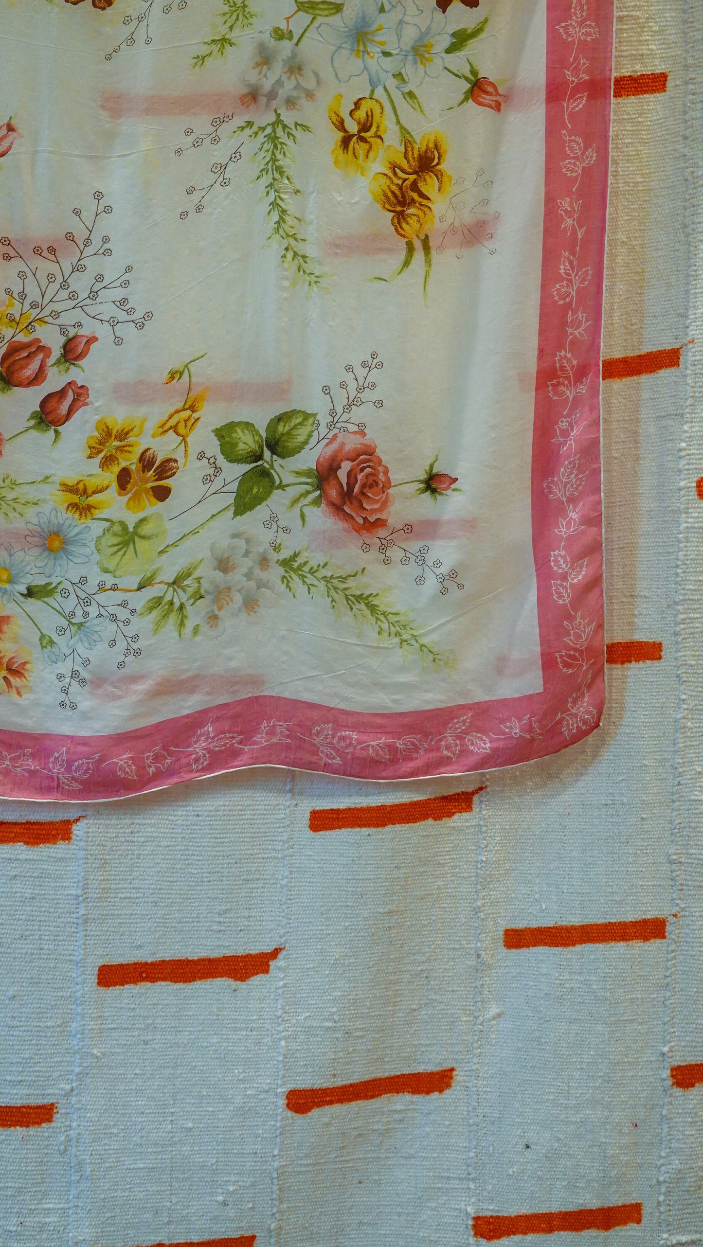 Delicate Floral Silk Scarf - 1940s Vintage Silk