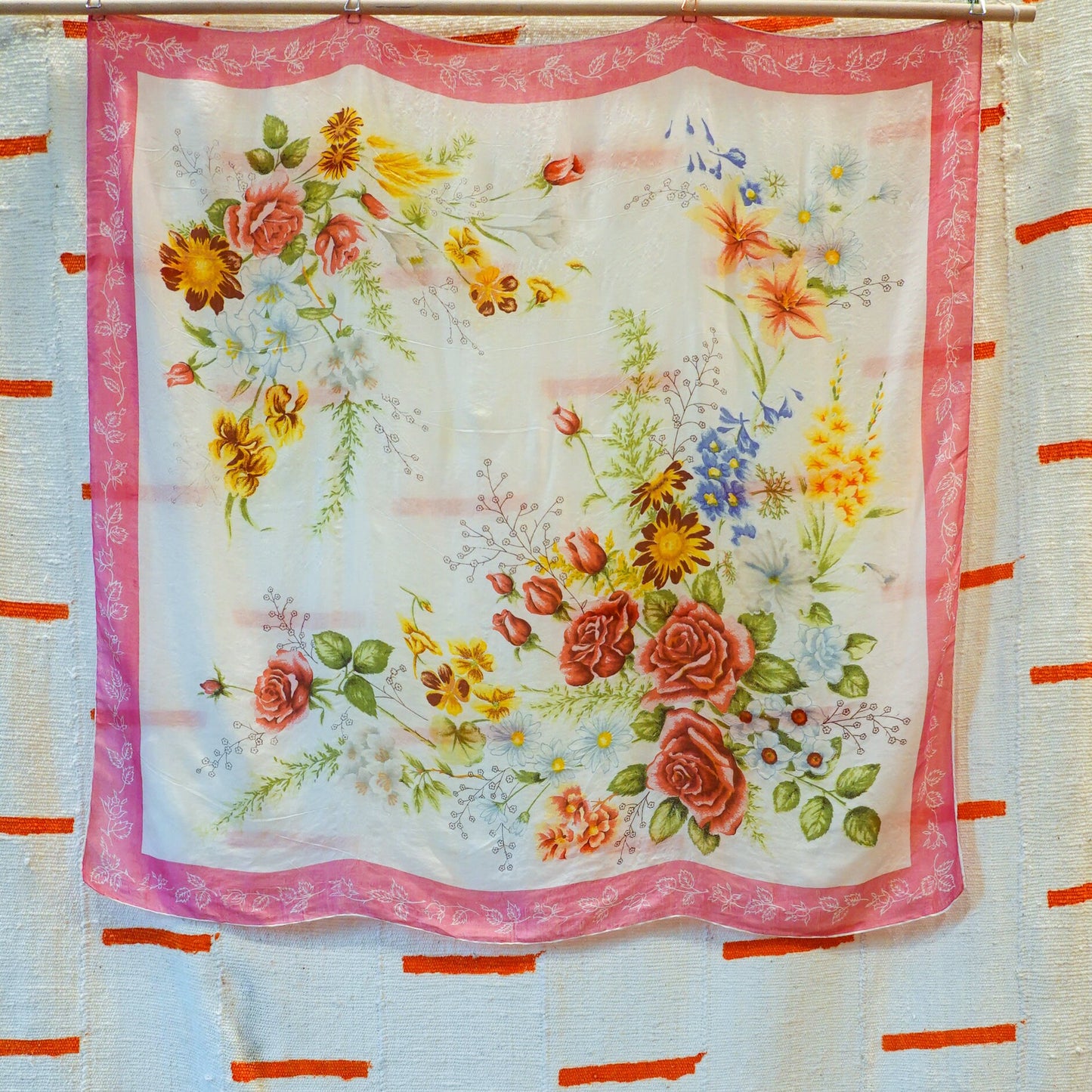 Delicate Floral Silk Scarf - 1940s Vintage Silk