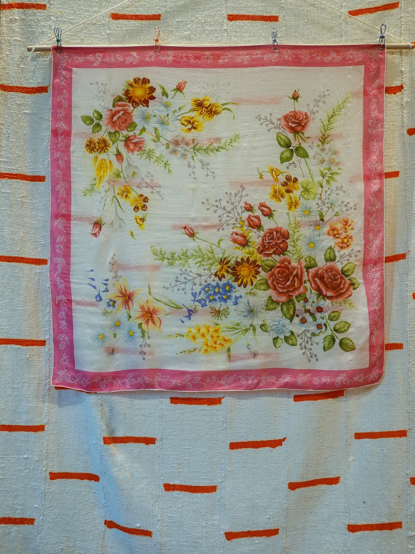 Delicate Floral Silk Scarf - 1940s Vintage Silk