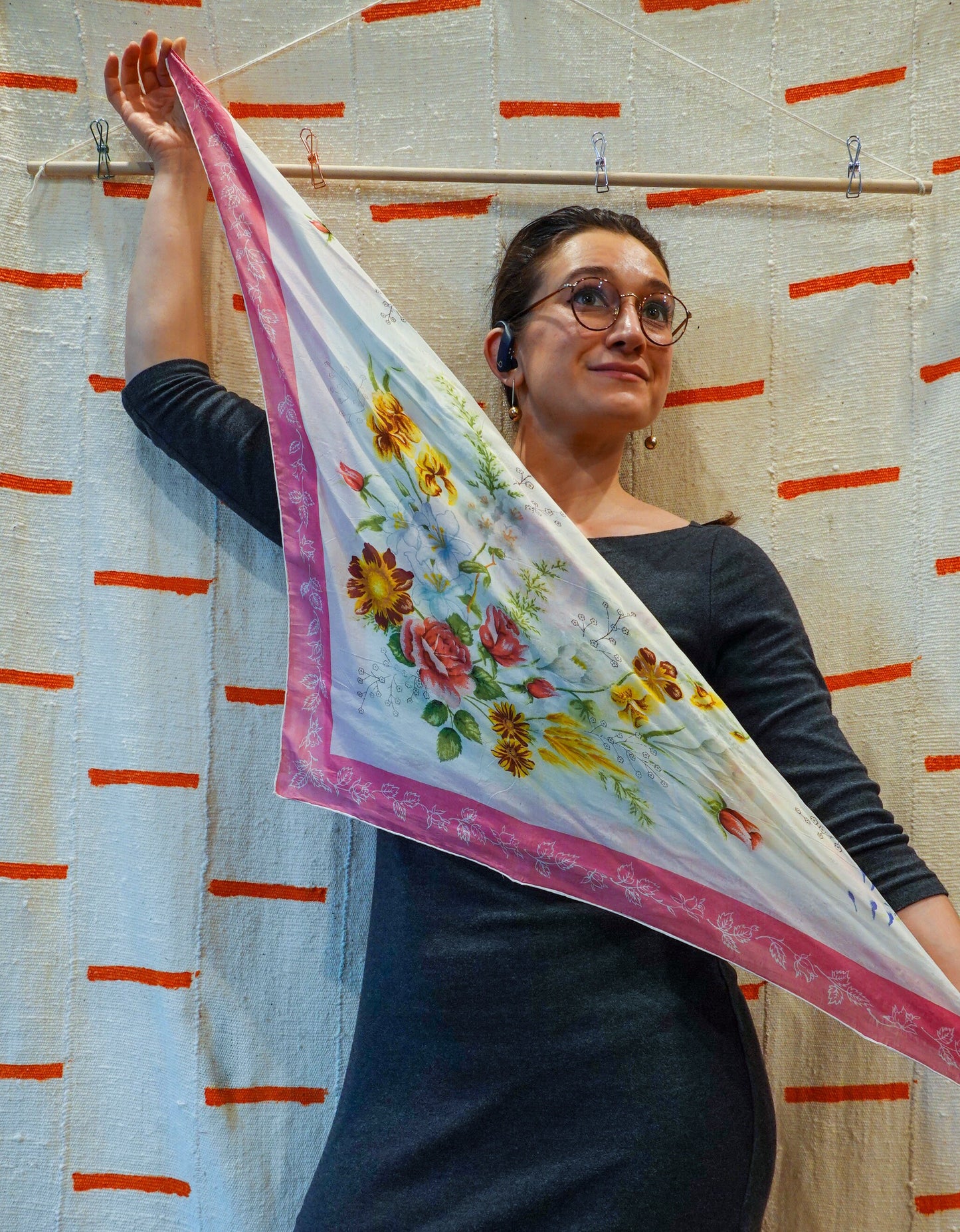 Delicate Floral Silk Scarf - 1940s Vintage Silk