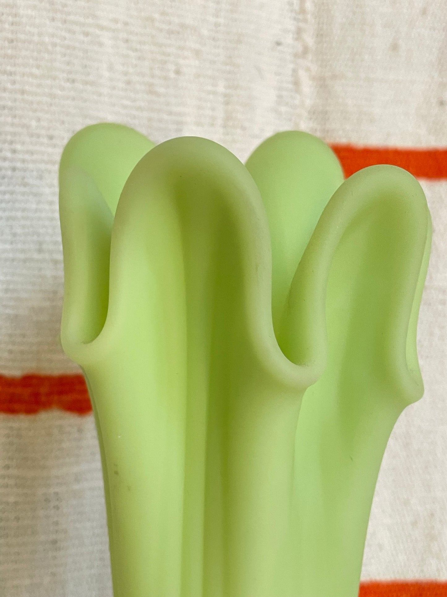 Tall Vase - Fenton Satin Vaseline Glass Vase - Uranium Glass - Glows under Blacklight