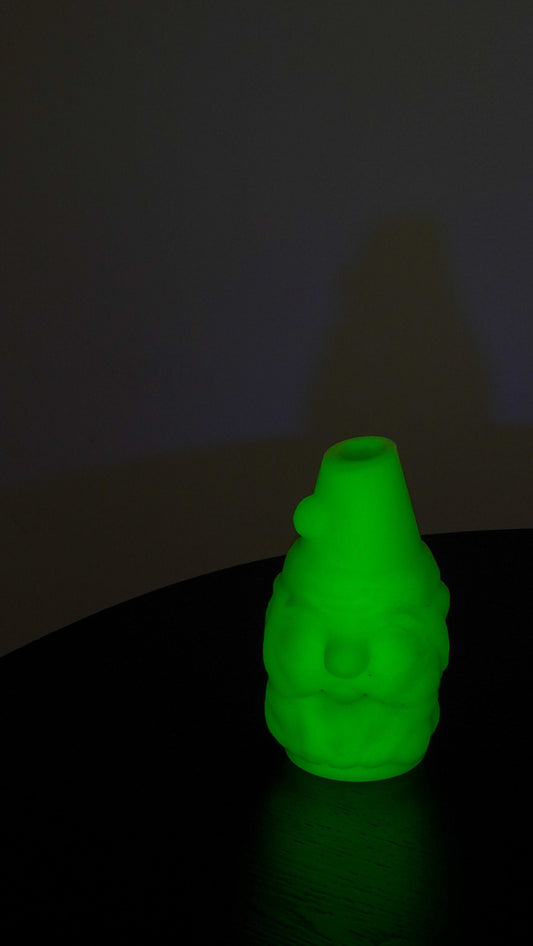Santa Tea Light Holder - Fenton Fairy Light - Satin Vaseline Glass - Glows in Blacklight - Christmas in July UV Glass