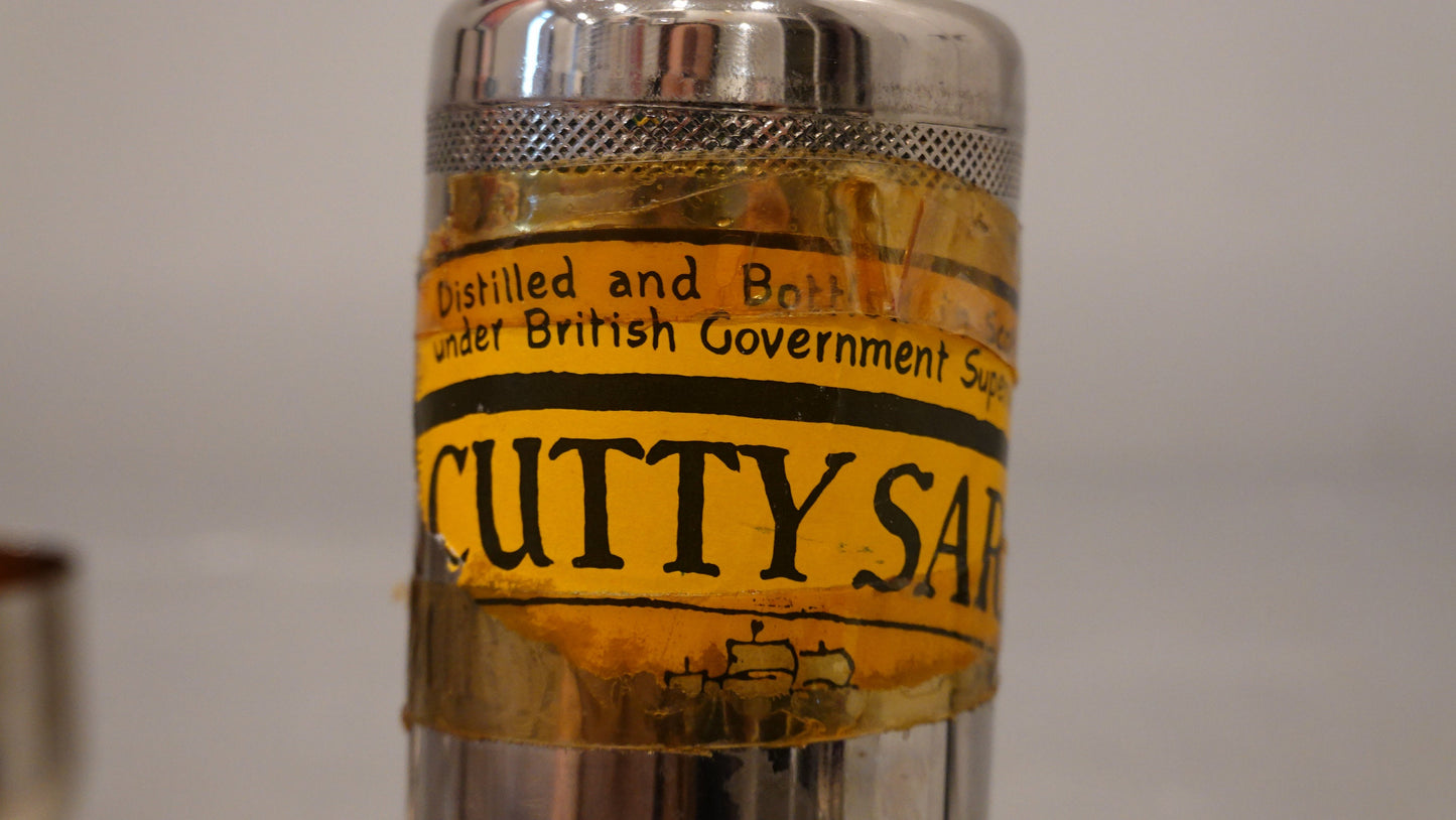 German Nesting Shot Glass and Liquor Bottle Set - Cutty Sark Scottish Liquor - Vintage