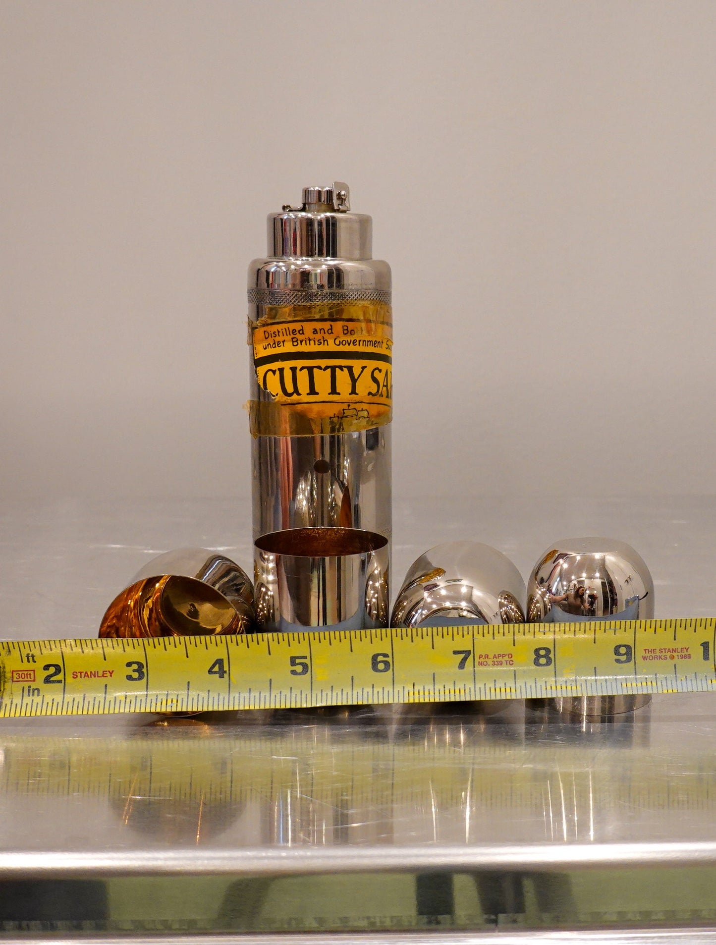 German Nesting Shot Glass and Liquor Bottle Set - Cutty Sark Scottish Liquor - Vintage