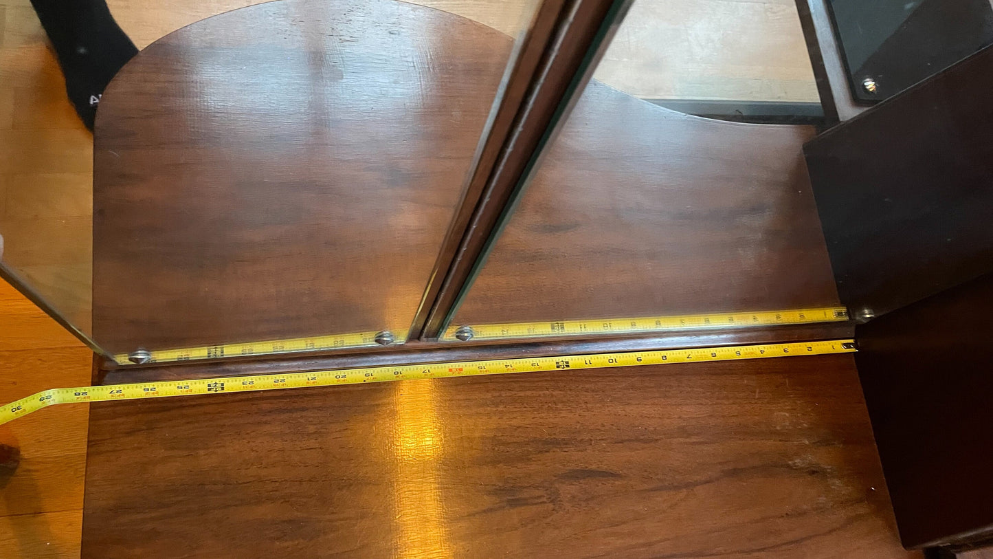 RESERVED Walnut Tabletop Mirrored Vanity - Kidney Shape - Midcentury Modern