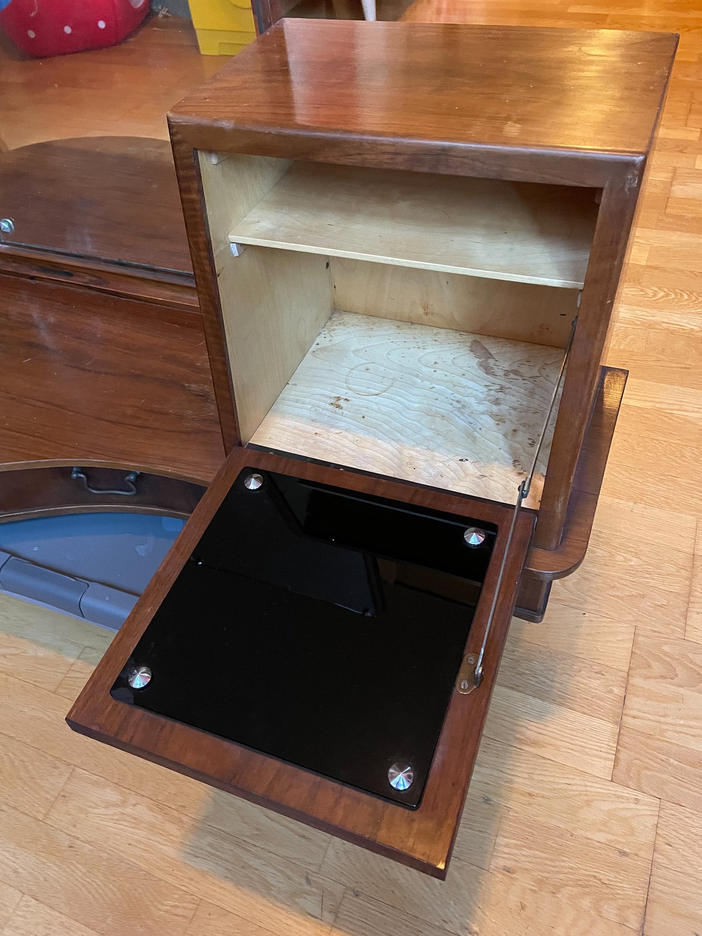 RESERVED Walnut Tabletop Mirrored Vanity - Kidney Shape - Midcentury Modern