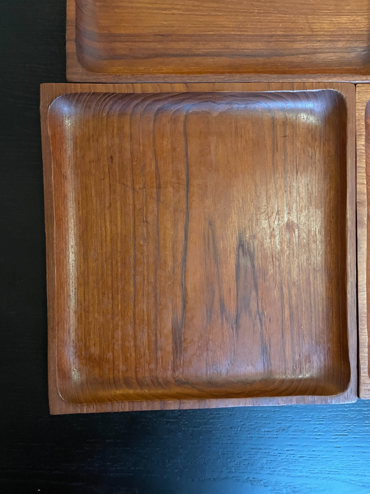 Vintage Teak Wood Trays - 1970s Design