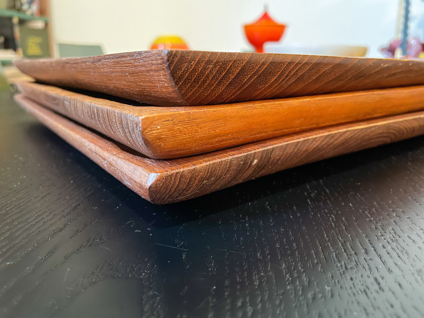 Vintage Teak Wood Trays - 1970s Design