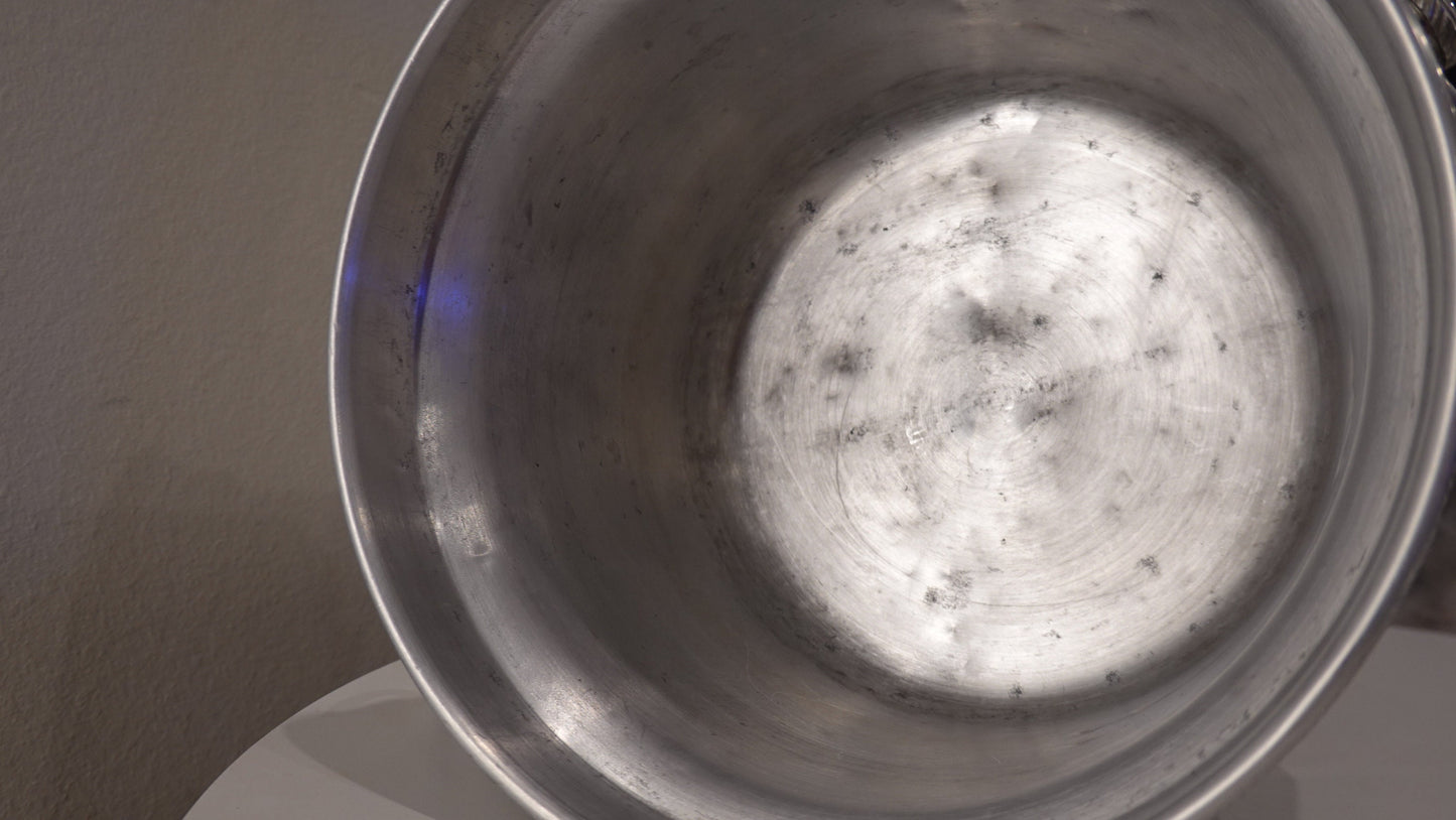 Aluminum Ice Bucket - Made in Italy - Hammered Metal Planter - Vintage Mid-Century Modern