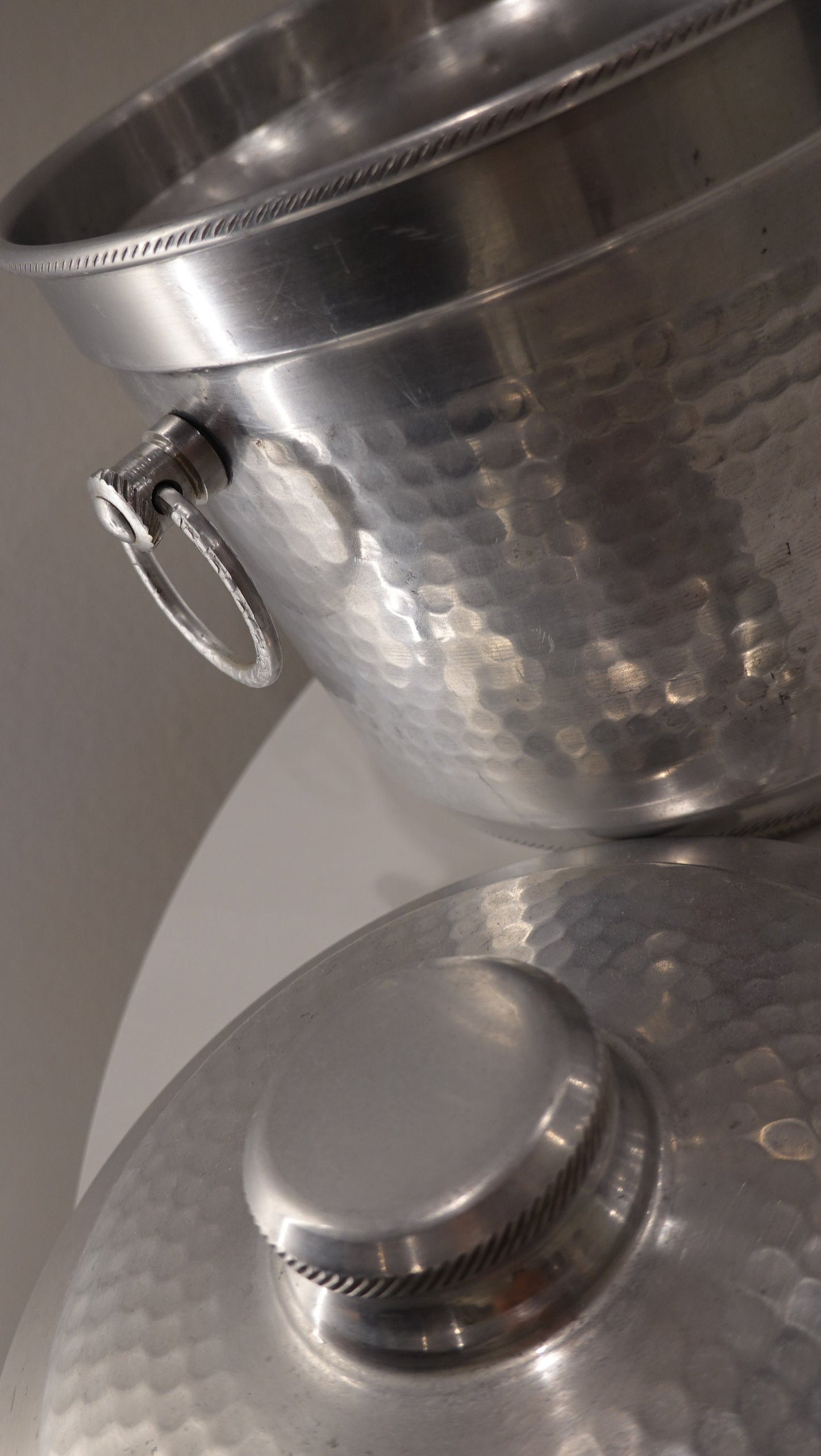 Aluminum Ice Bucket - Made in Italy - Hammered Metal Planter - Vintage Mid-Century Modern
