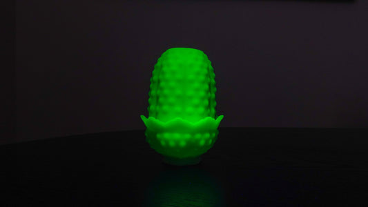 Tea Light - Fenton Hobnail Satin Vaseline Glass Fairy Lamp - Glows under Blacklight - 1974