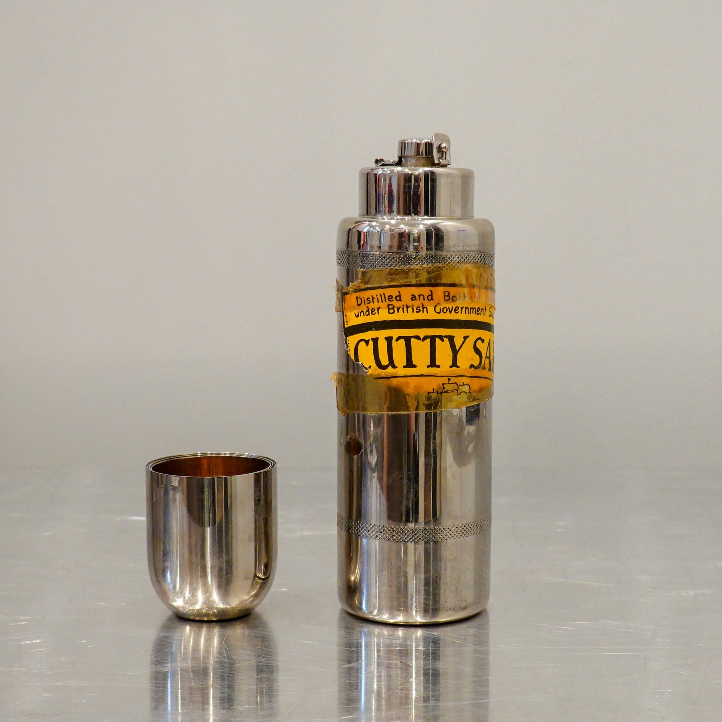 German Nesting Shot Glass and Liquor Bottle Set - Cutty Sark Scottish Liquor - Vintage