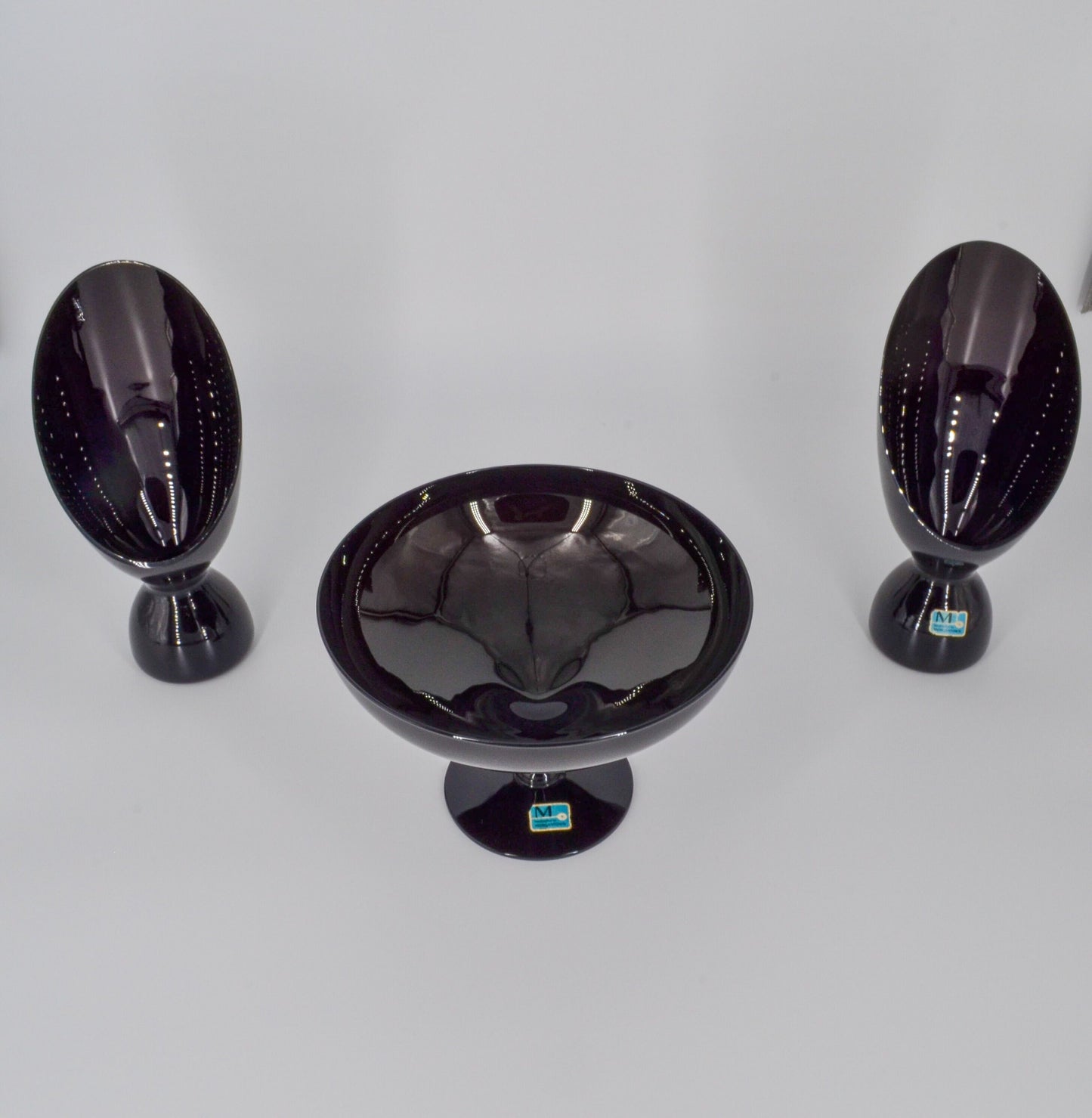 Morgantown Glass Candleholders and Centerpiece bowl - Mantel Set - Made in USA