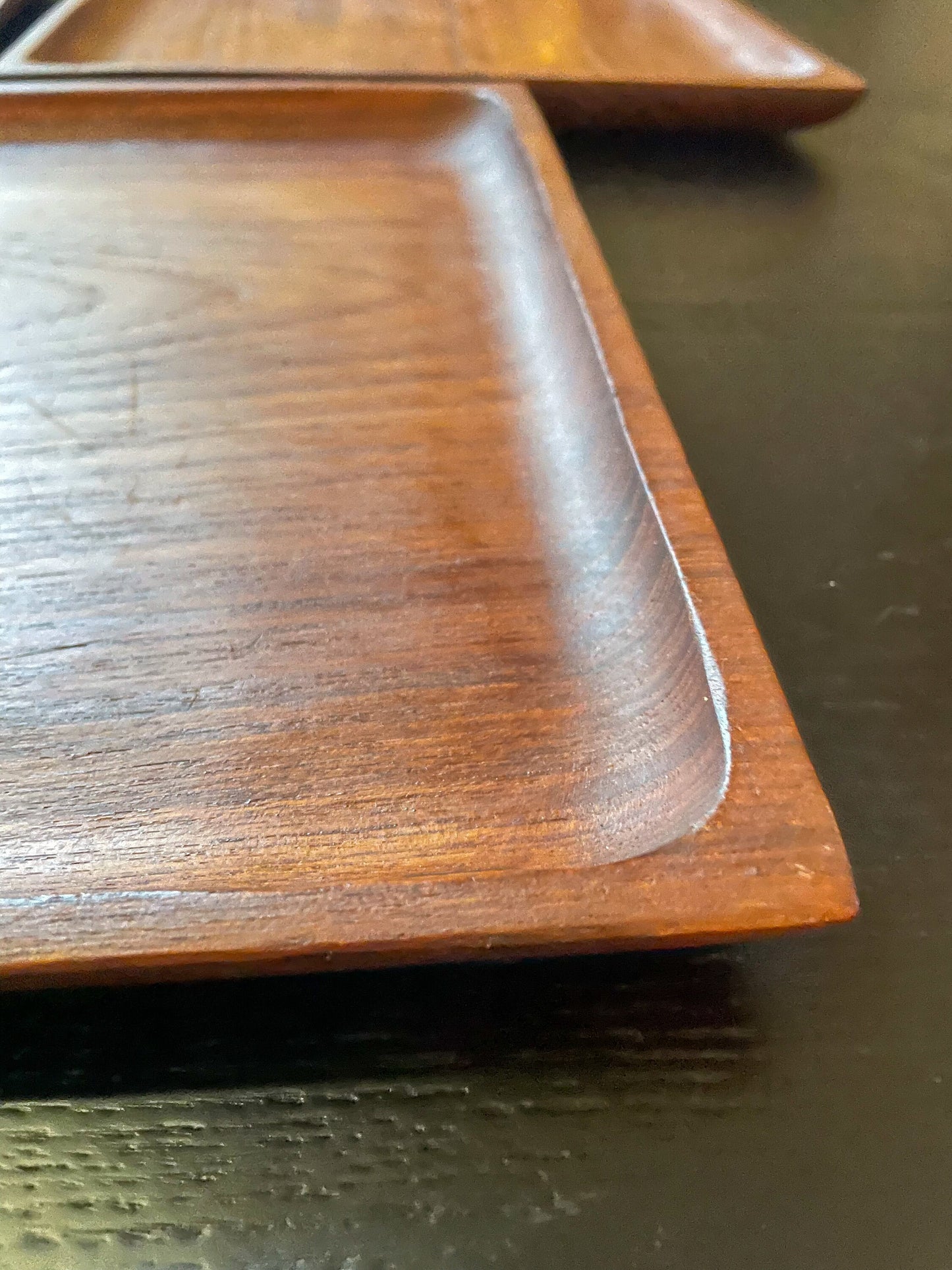 Vintage Teak Wood Trays - 1970s Design