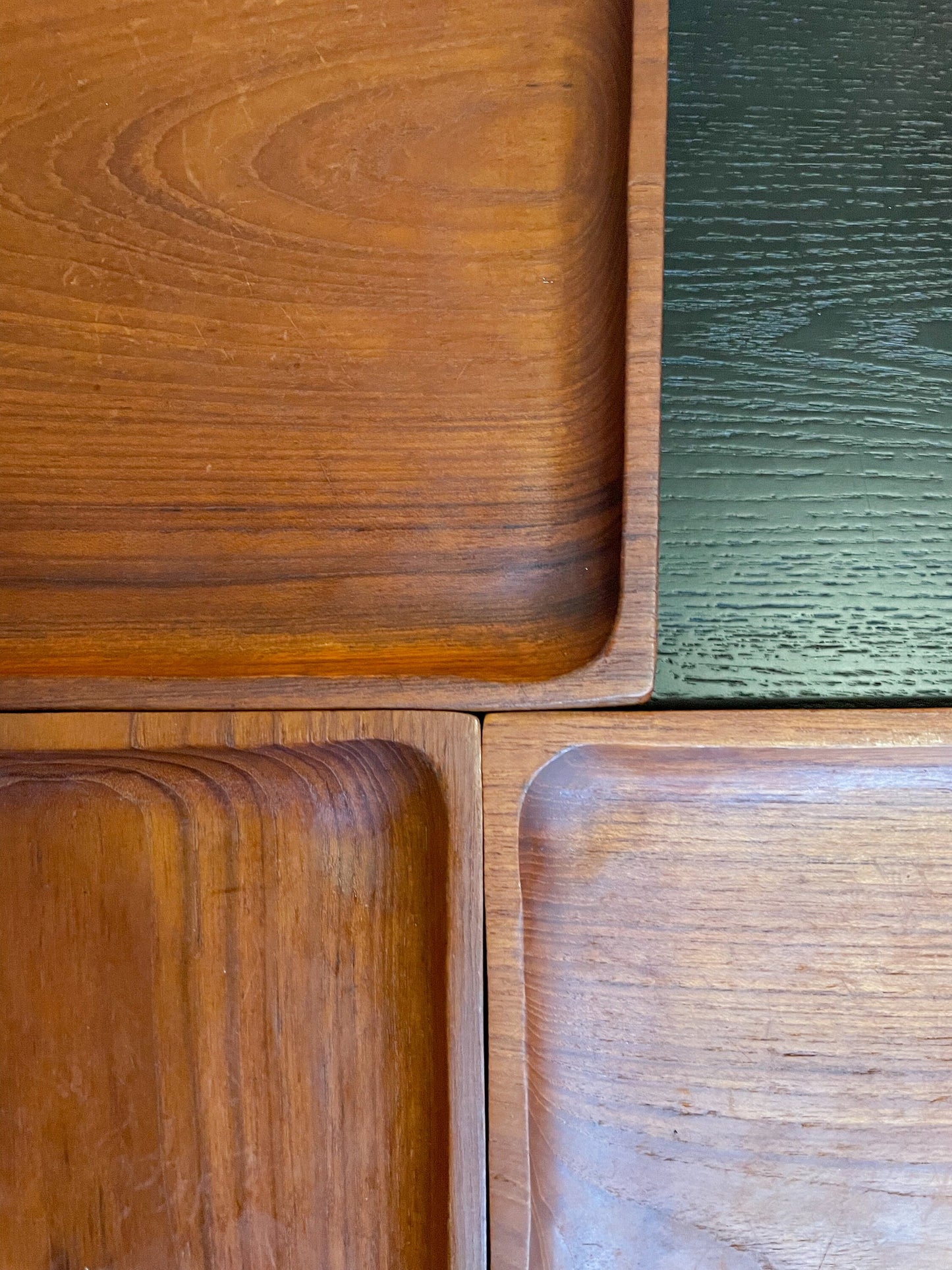 Vintage Teak Wood Trays - 1970s Design