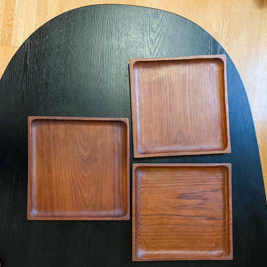 Vintage Teak Wood Trays - 1970s Design