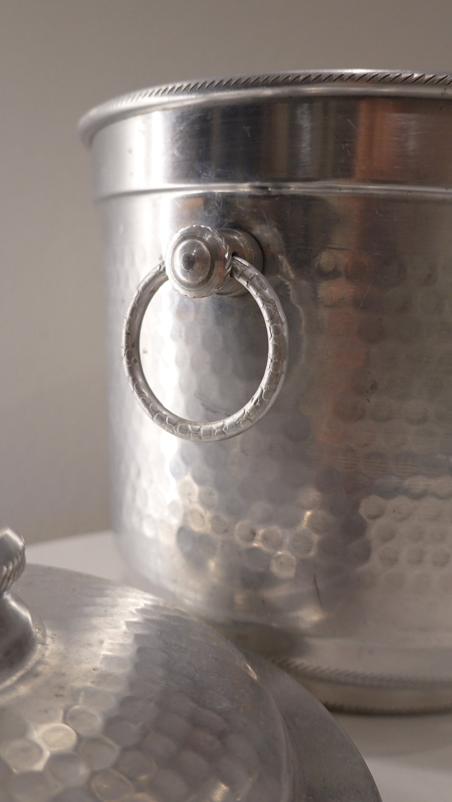 Aluminum Ice Bucket - Made in Italy - Hammered Metal Planter - Vintage Mid-Century Modern