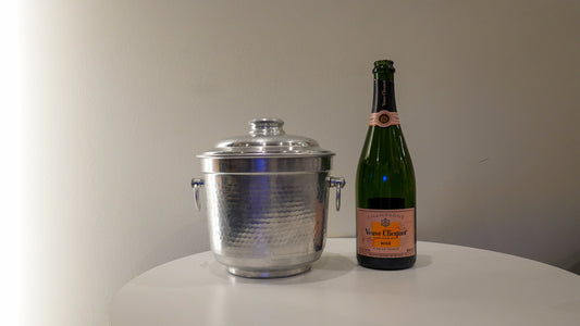 Aluminum Ice Bucket - Made in Italy - Hammered Metal Planter - Vintage Mid-Century Modern